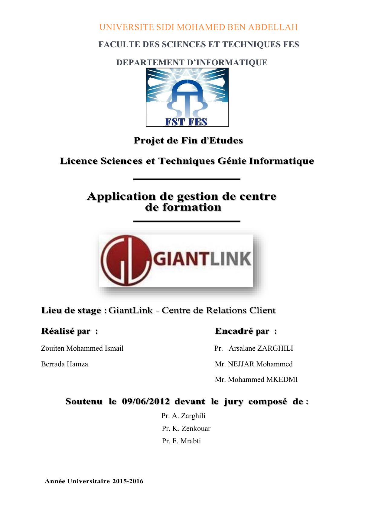 Application de gestion de centre de formation