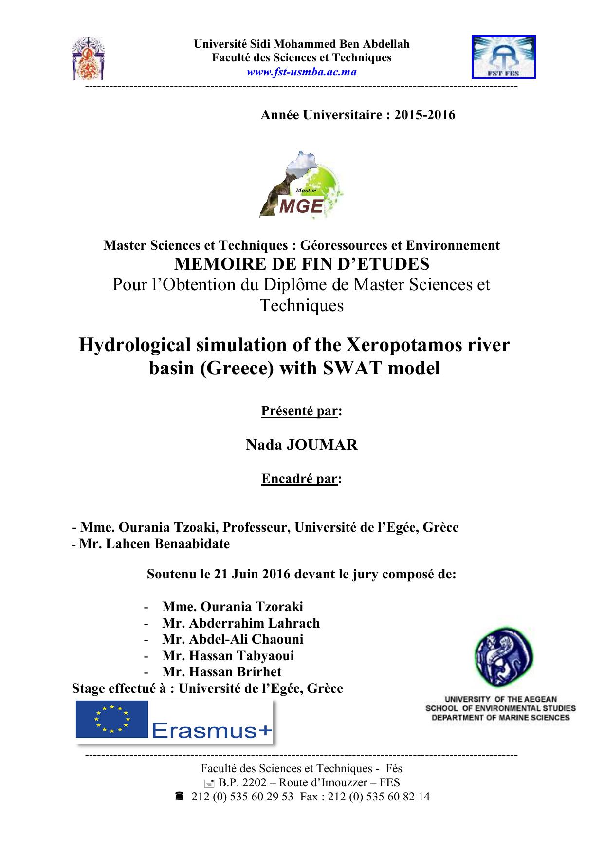 Hydrological simulation of the Xeropotamos river basin (Greece) with SWAT model