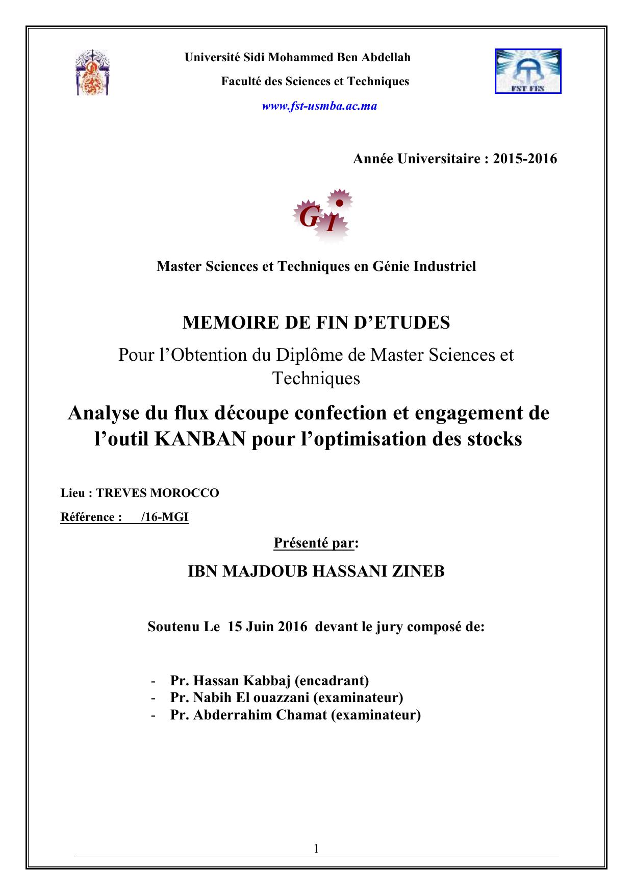 Analyse du flux découpe confection et engagement de l’outil KANBAN pour l’optimisation des stocks