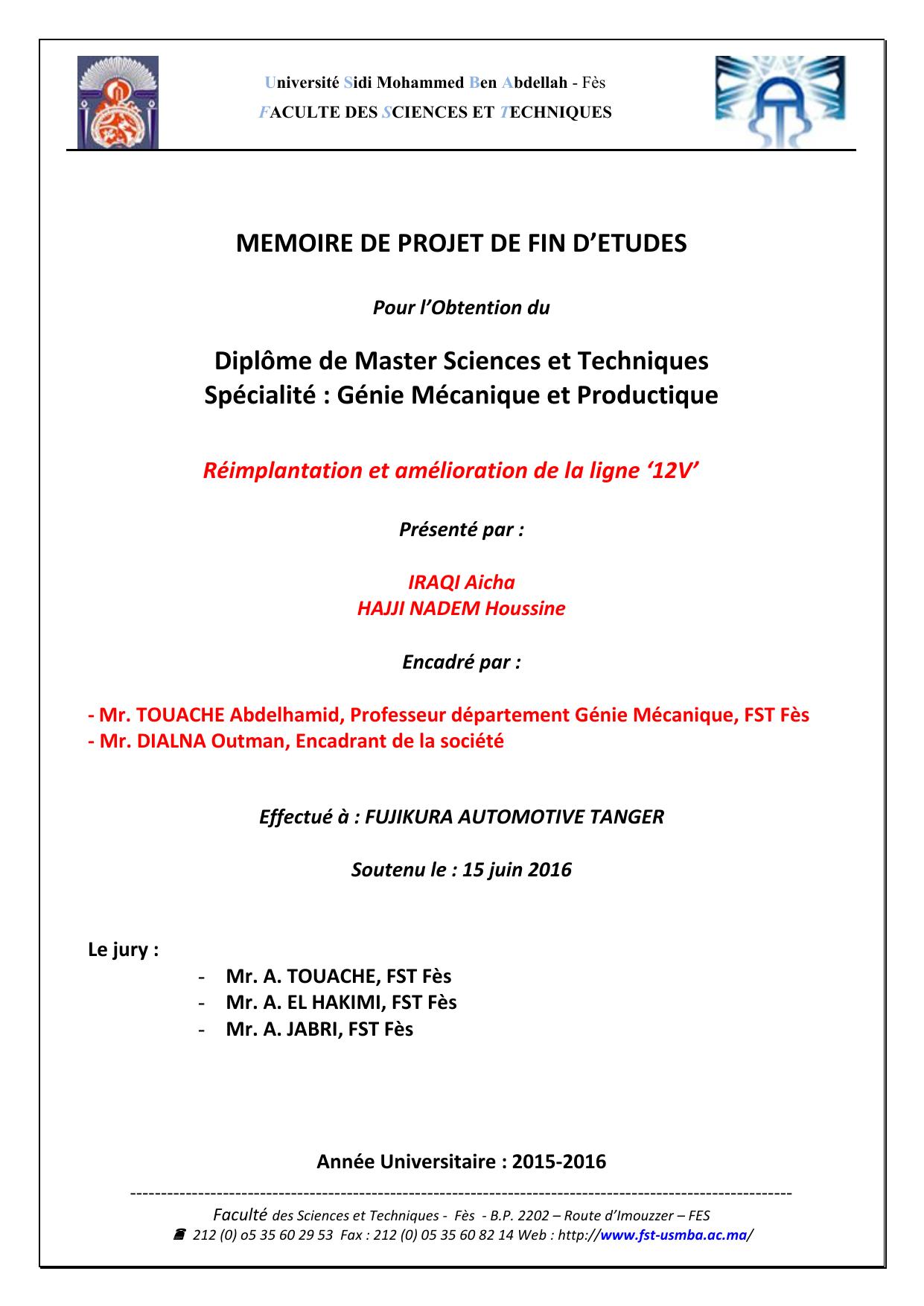 Réimplantation et amélioration de la ligne ‘12V’