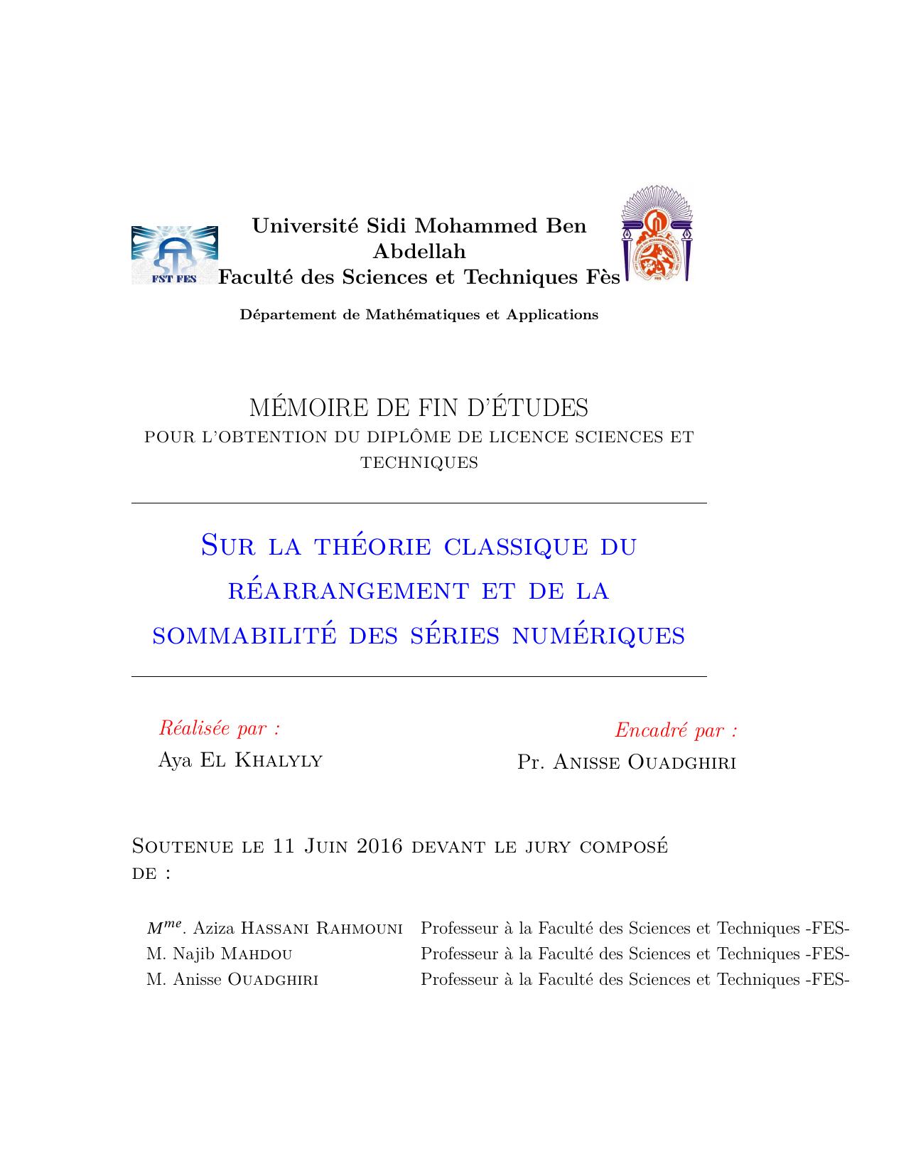 Sur la théorie classique du réarrangement et de la sommabilité des séries numériques