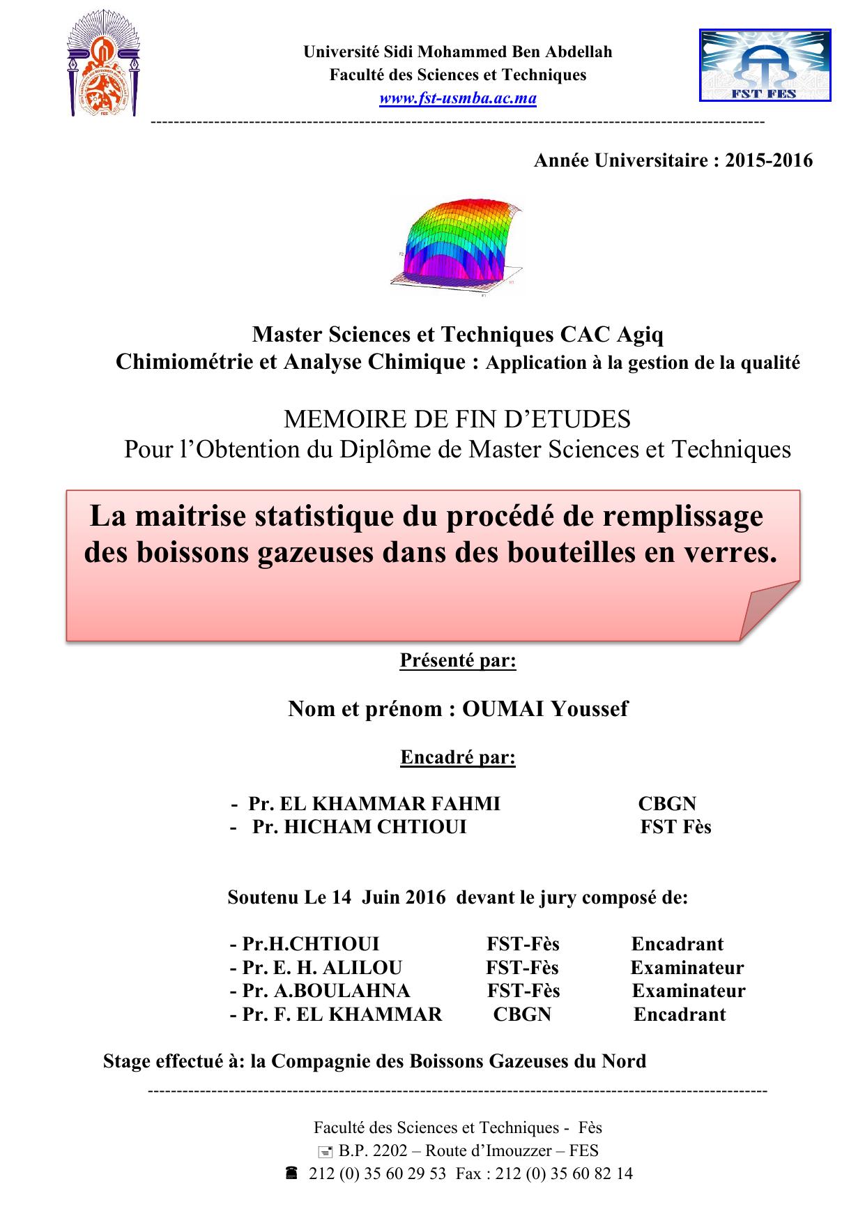 La maitrise statistique du procédé de remplissage des boissons gazeuses dans des bouteilles en verres