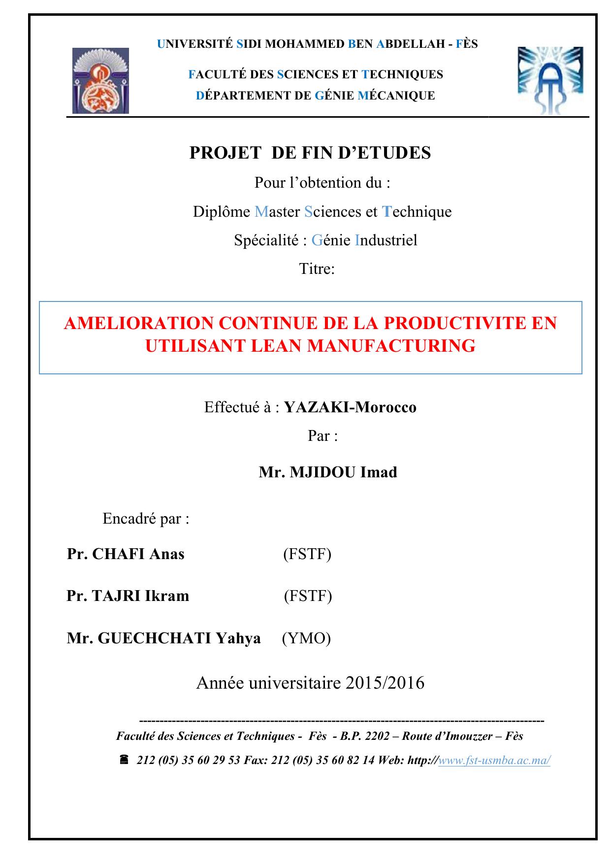 Amélioration continue de la productivité en utilisant Lean manufacturing