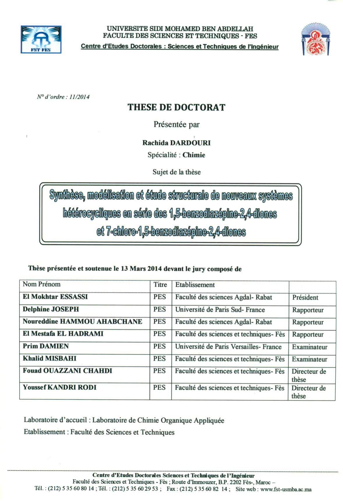 Synthèse, modélisation et étude structurale de nouveaux systèmes hétérocycliques en série des 1,5-benzodiazépine-2,4-diones et 7-chlore-1,5-benzodiazéine-2,4-diones