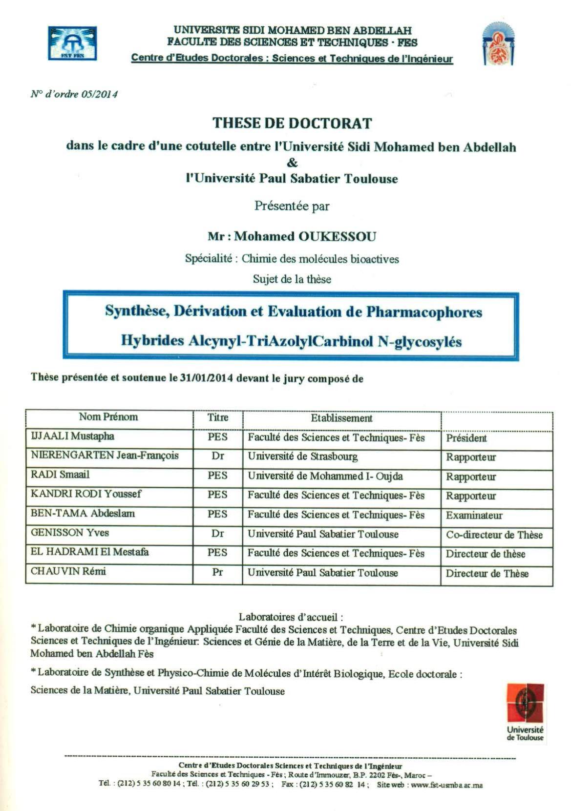 Synthèse, Dérivation et Evaluation de Pharmacophores Hybrides Alcynyl-TriAzolylCarbinol N-glycosylés