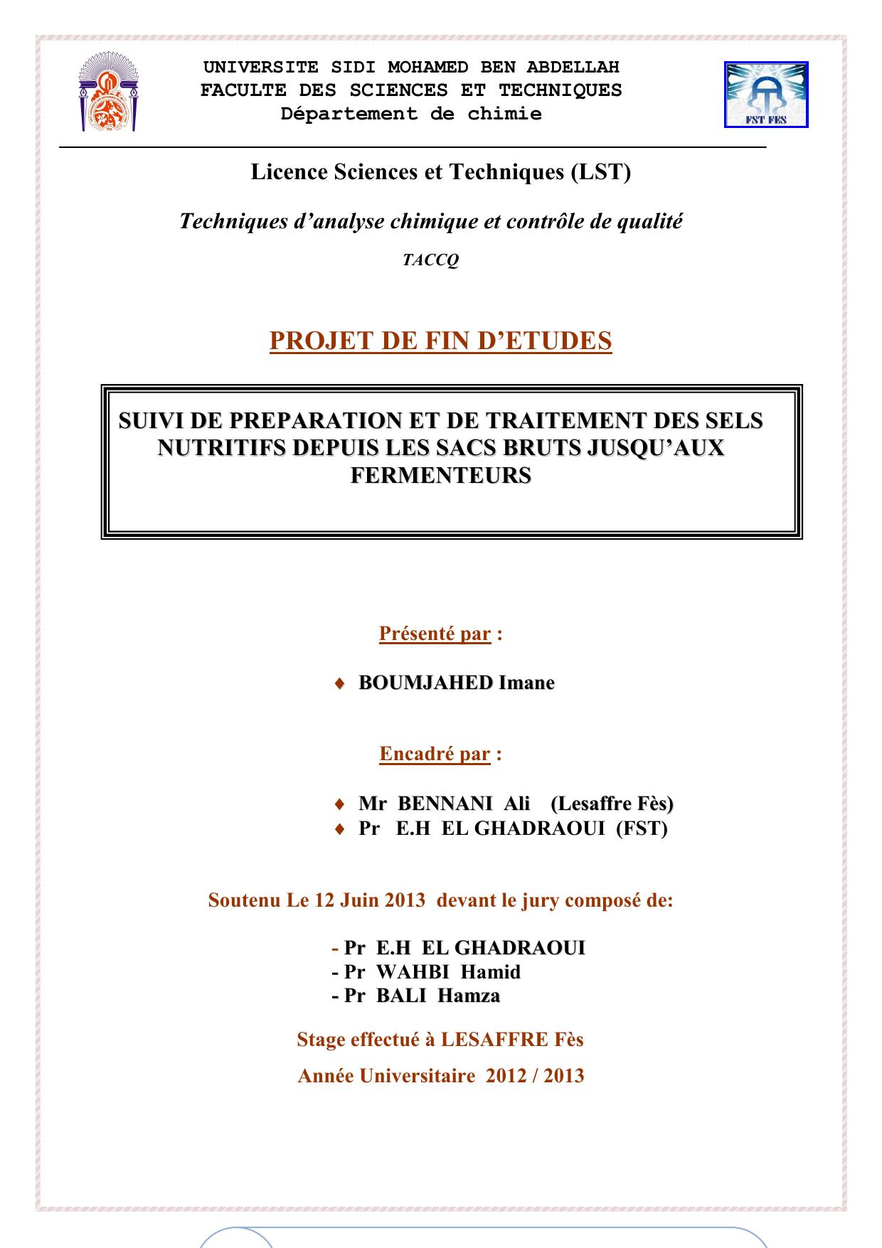 Suivi de préparartion et traitement des sels nutritifs depuis les sacs bruts jusqu'aux fermenteurs