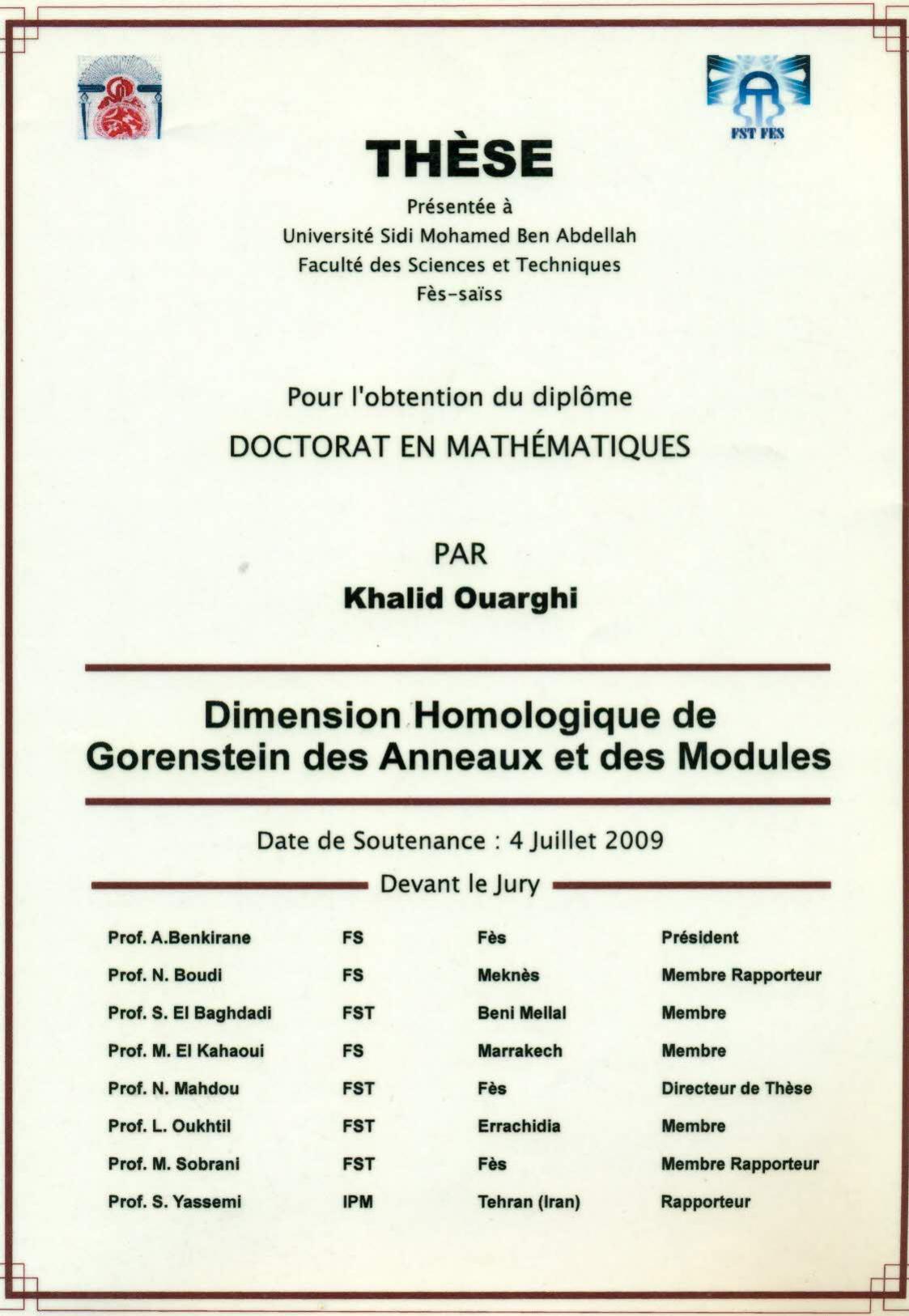 Dimension homologique de Gorenstein des anneaux et des modules