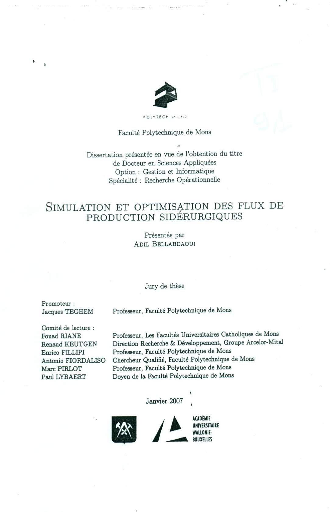 Simulation et optimisation des flux de production sidérurgiques