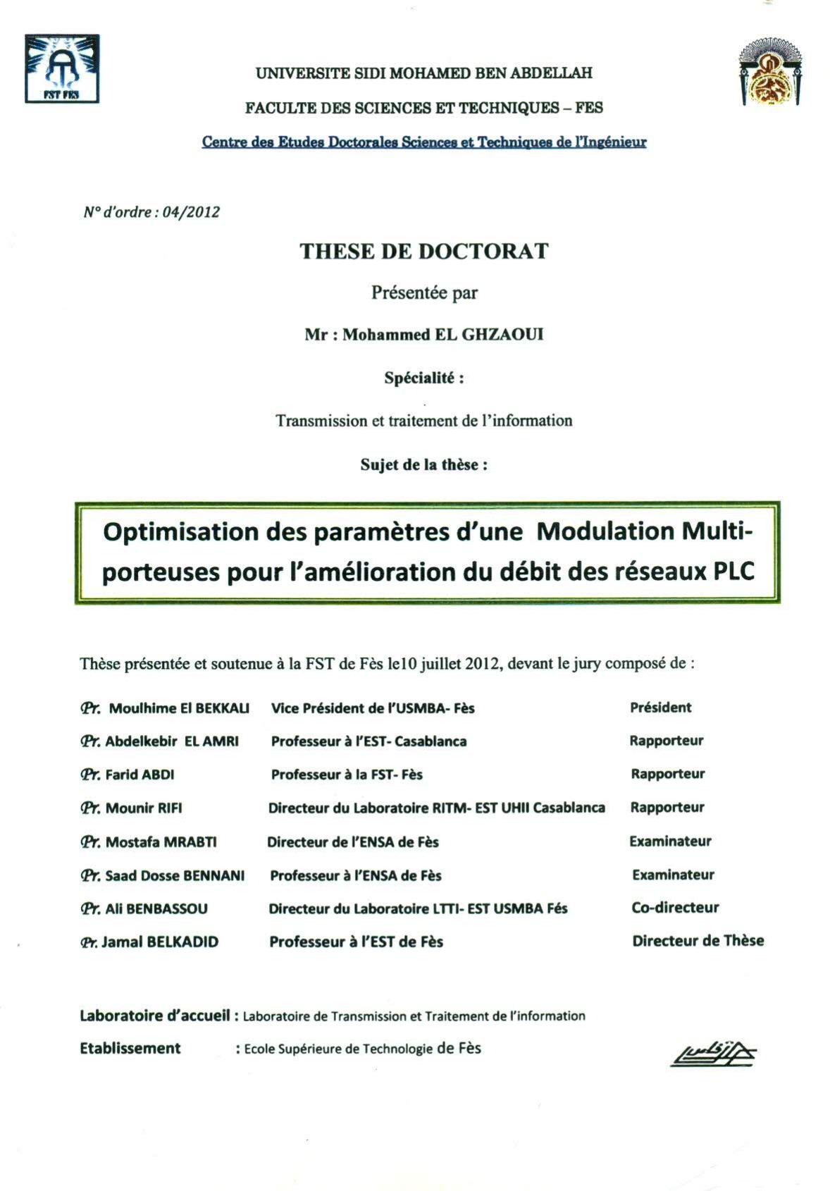 Optimisation des paramètres d'une modulation multiporteuses pour l'amélioration du débit des réseaux PLC