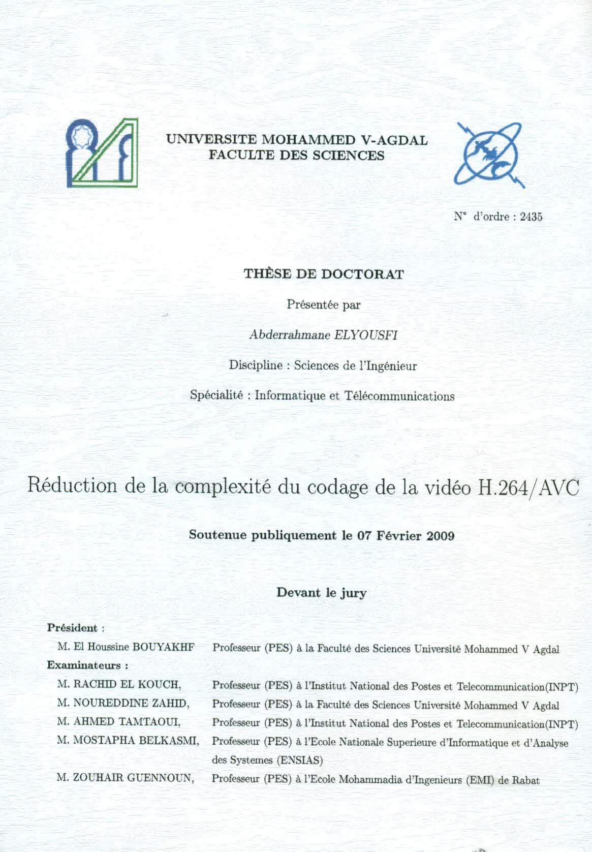 Réduction de la complexité du codage de la vidéo H.264/AVC