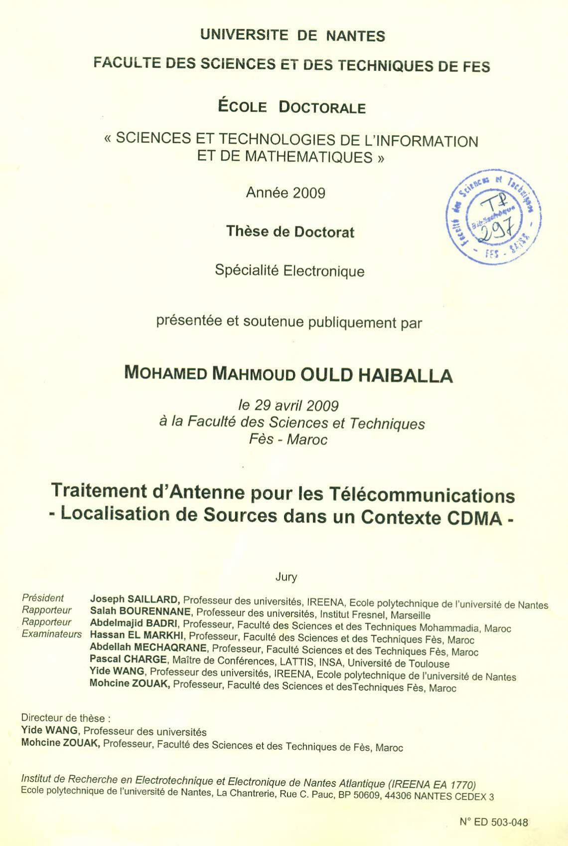 Traitement d'antenne pour les télécommunications, Localisation de sources dans un contexte CDMA