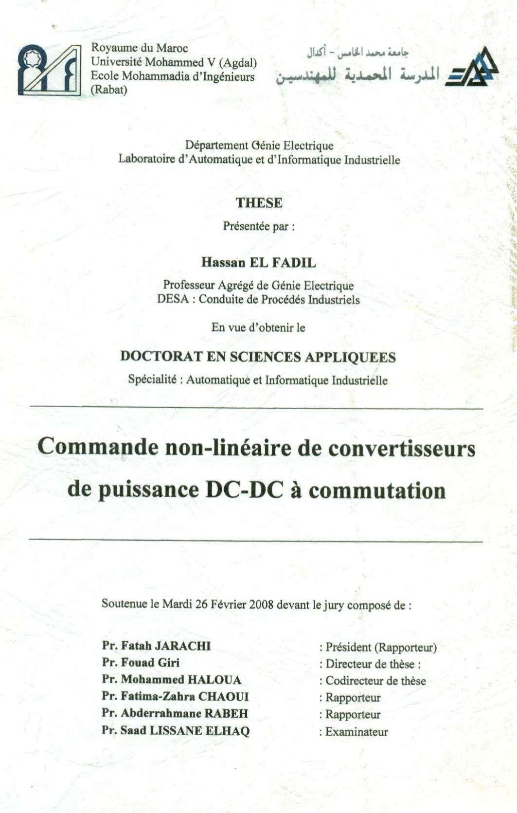 Commande non-linéaire de convertisseurs de puissance DC-DC à commutation