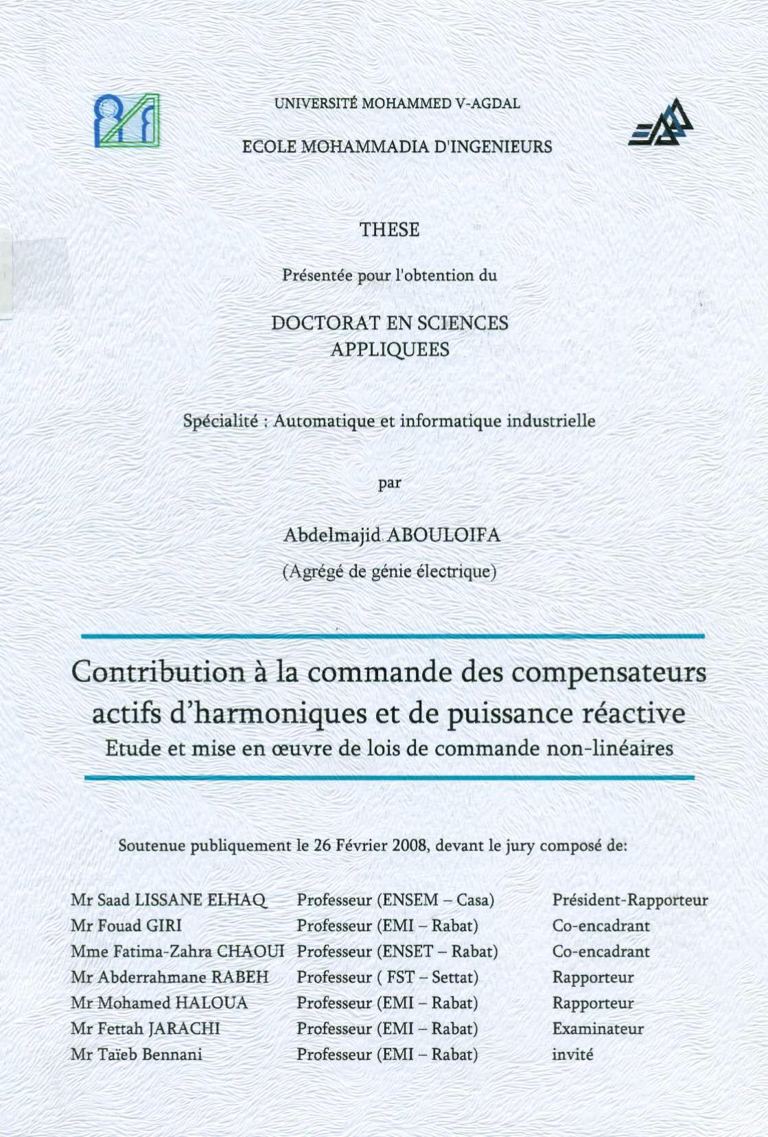 Contribution à la commande des composateurs actifs d'harmoniques et de puissance réactive: Etude et mise en oeuvre de lois de commande non-linéaires