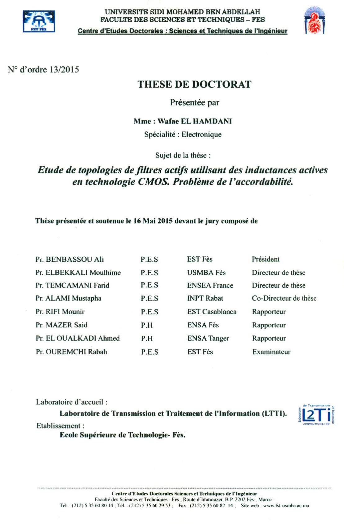 Etude de topologie de filtres actifs utilisant des inductances actives en technologie CMOS. Problème de l'accordabilité