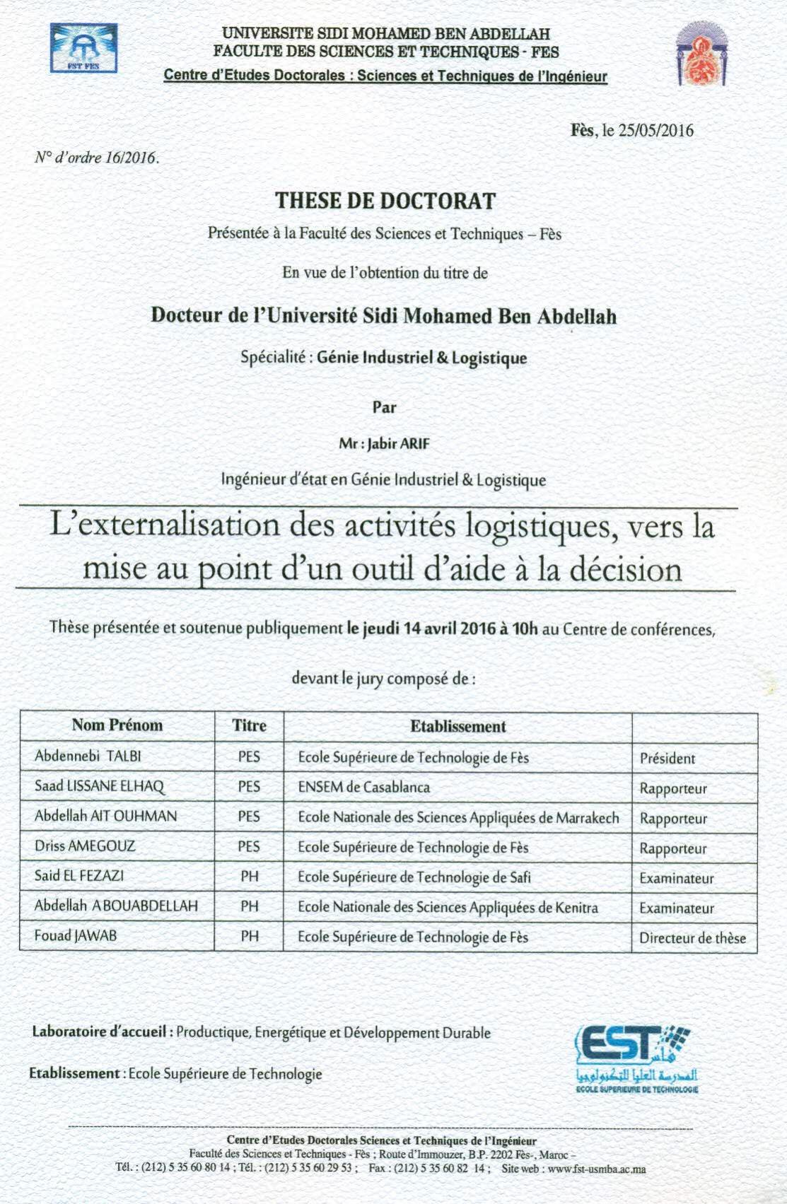 L'externalisation des activités logistiques, vers la mise au point d'un outil d'aide à la décision