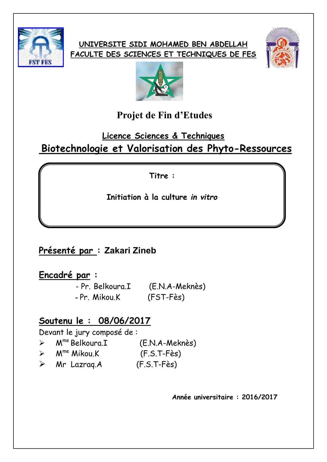 Initiation à la culture in vitro