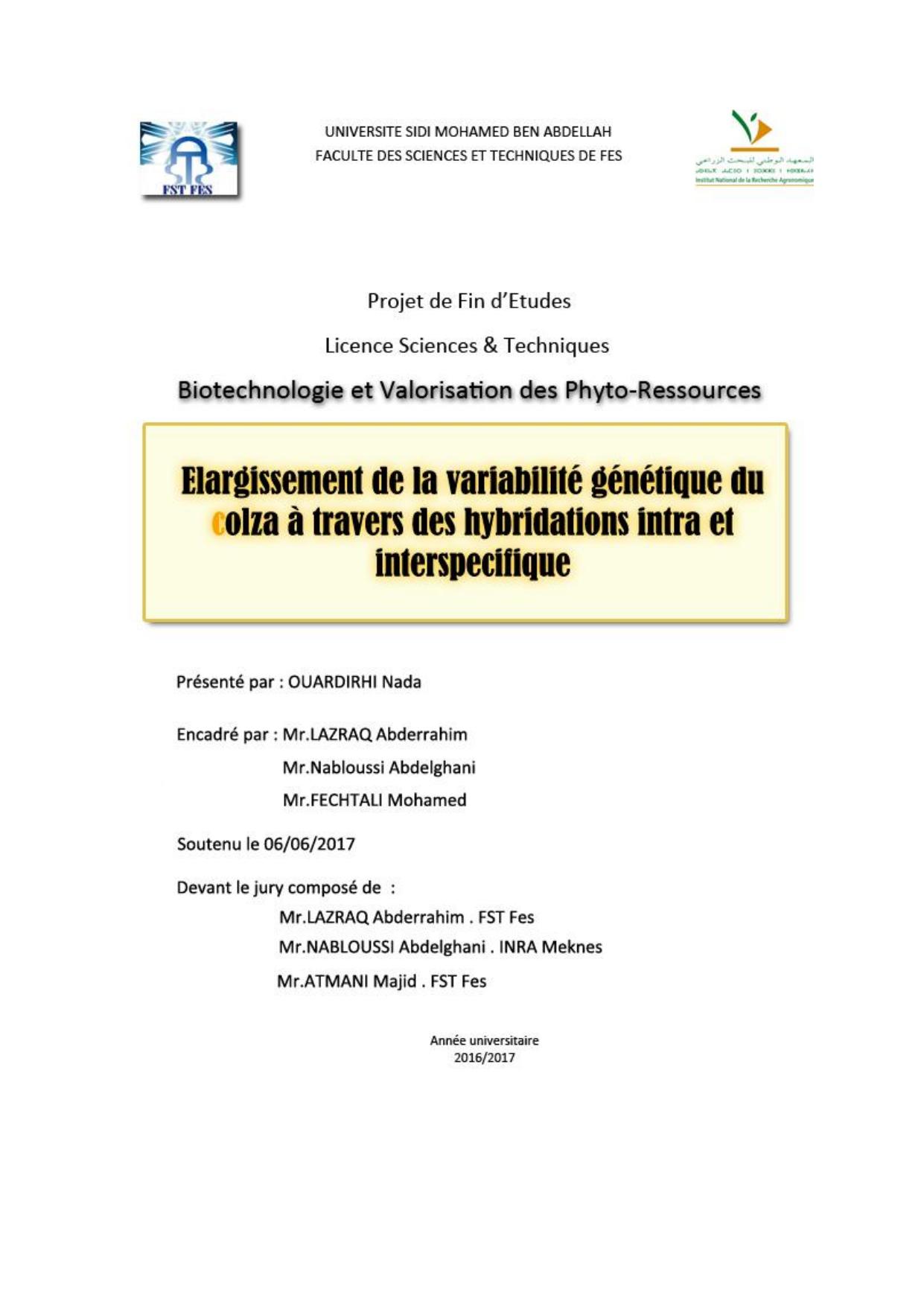 Elargissement de la variabilité génétique du Colza à travers des hybridations intra et interspecitique