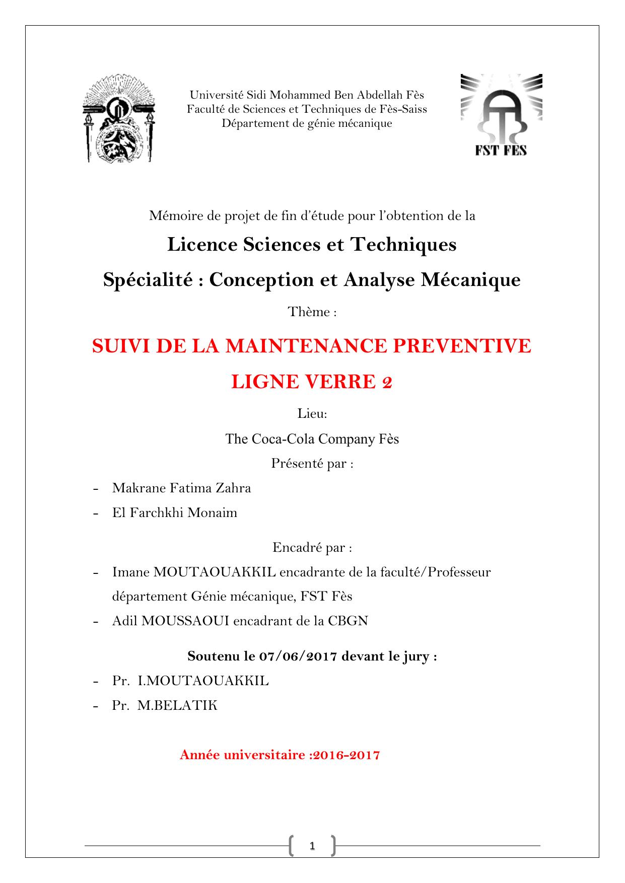 Suivi de la maintenance préventive ligne verre 2