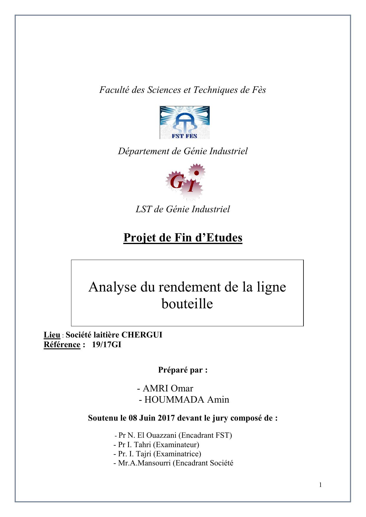 Analyse du rendement de la ligne bouteille