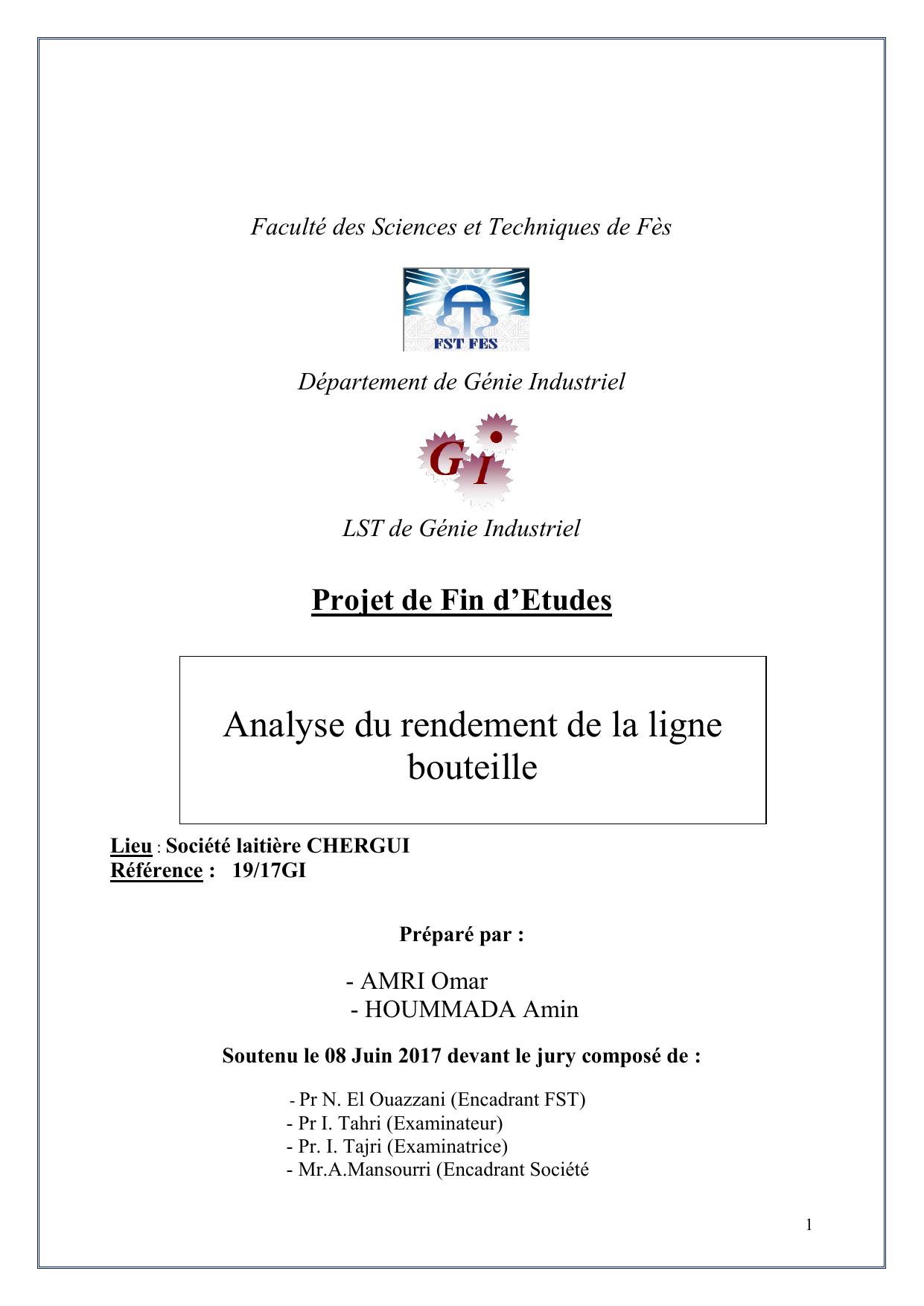 Analyse du rendement de la ligne bouteille