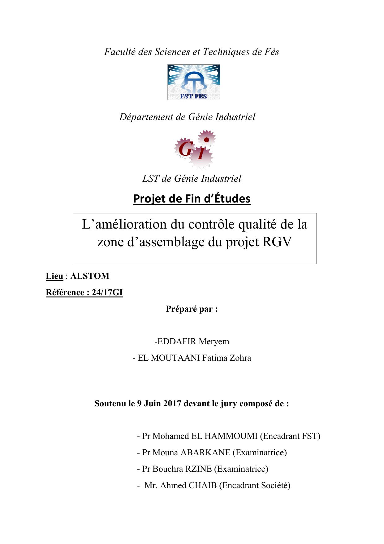 L’amélioration du contrôle qualité de la zone d’assemblage du projet RGV