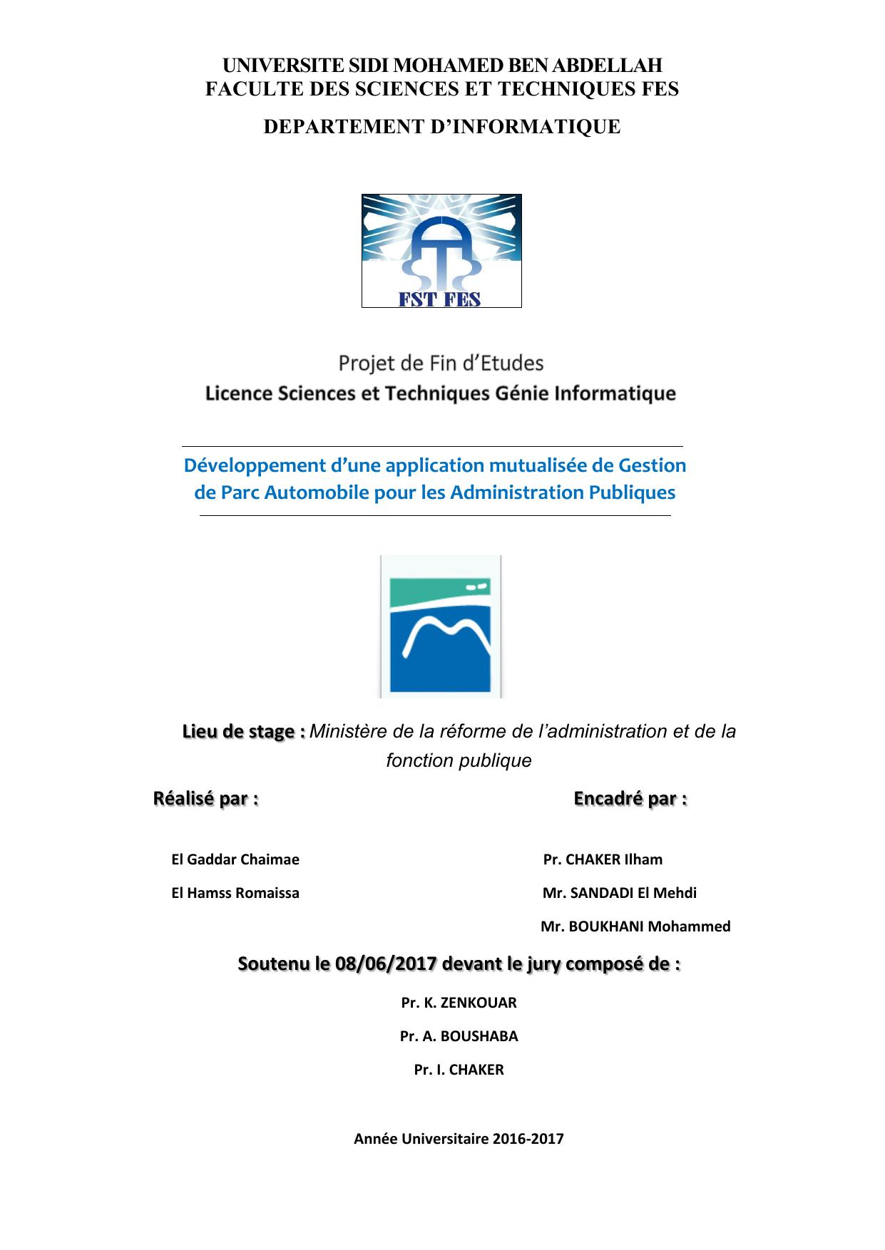 Développement d’une application mutualisée de Gestion de Parc Automobile pour les Administration Publiques