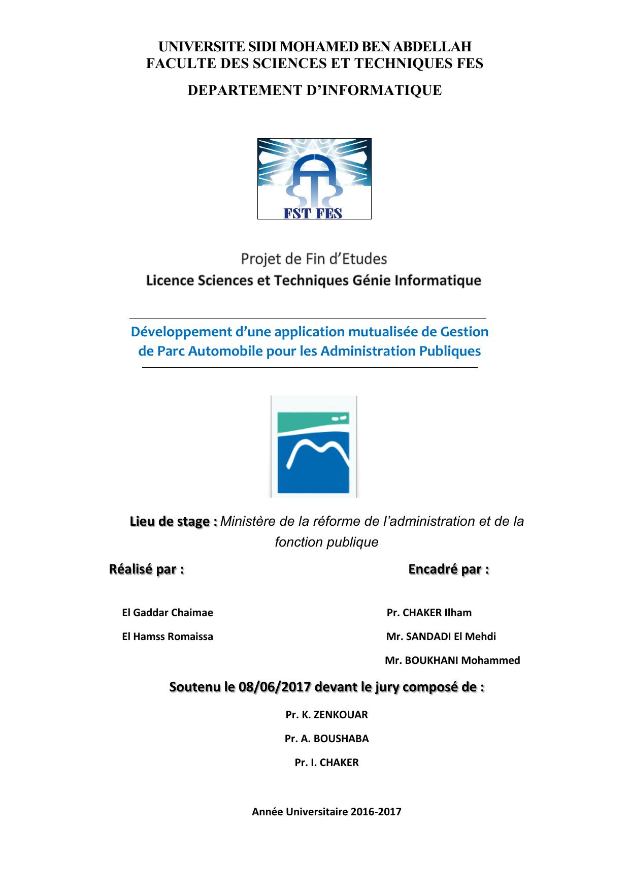 Développement d’une application mutualisée de Gestion de Parc Automobile pour les Administration Publiques