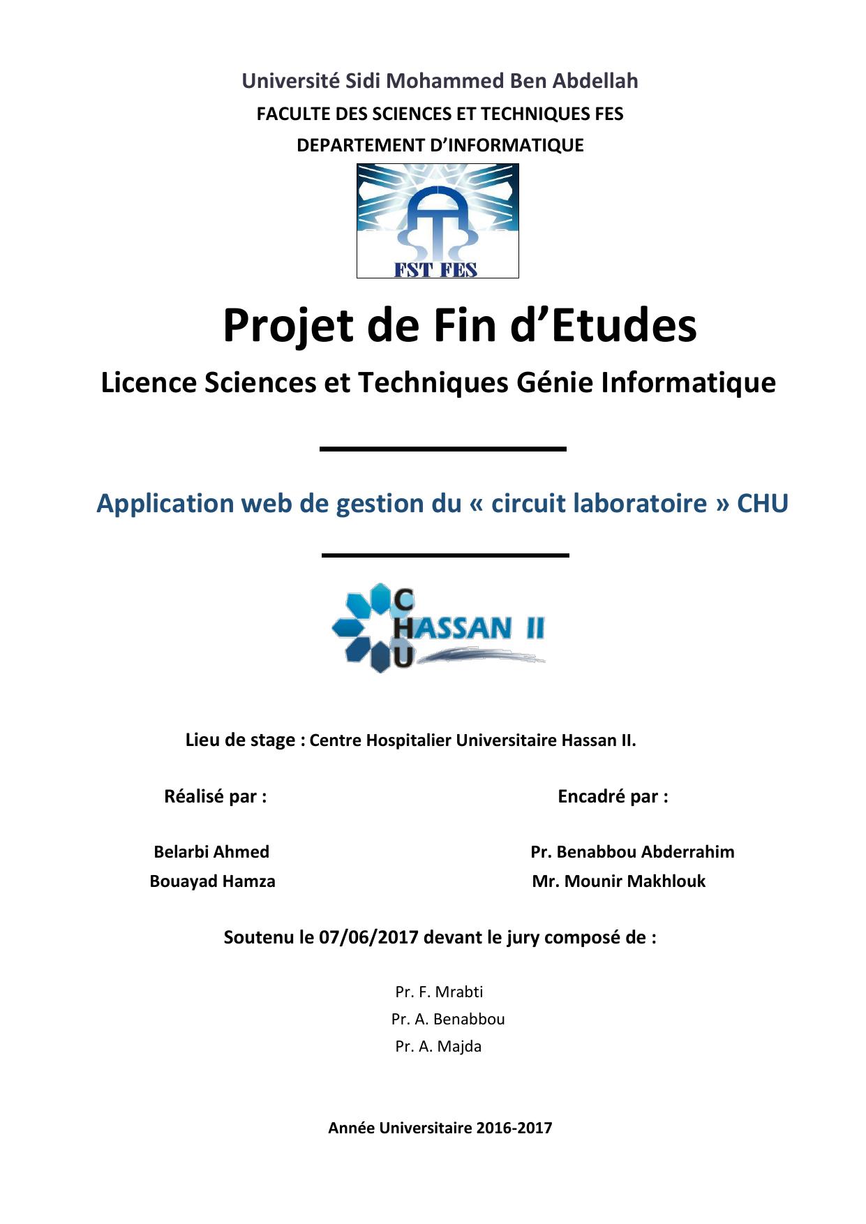 Application web de gestion du « circuit laboratoire » CHU