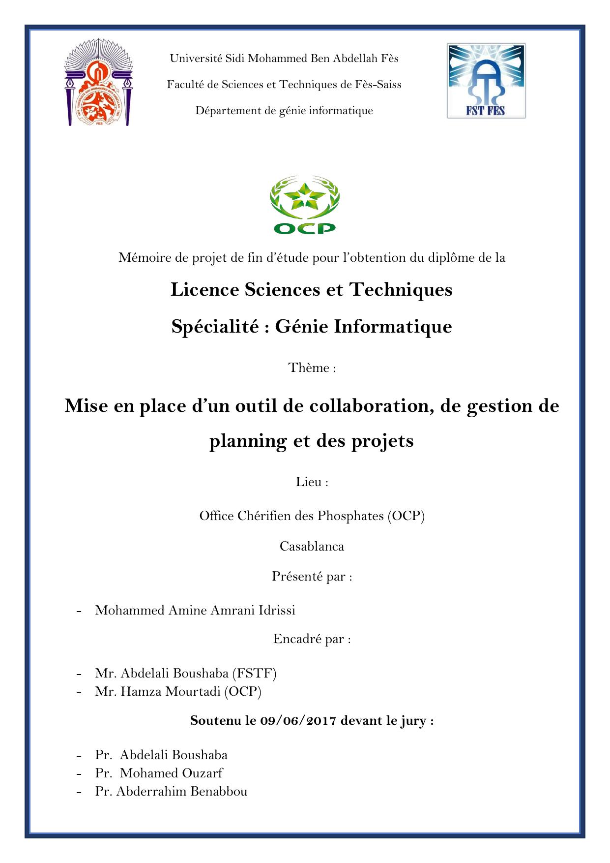 Mise en place d’un outil de collaboration, de gestion de planning et des projets