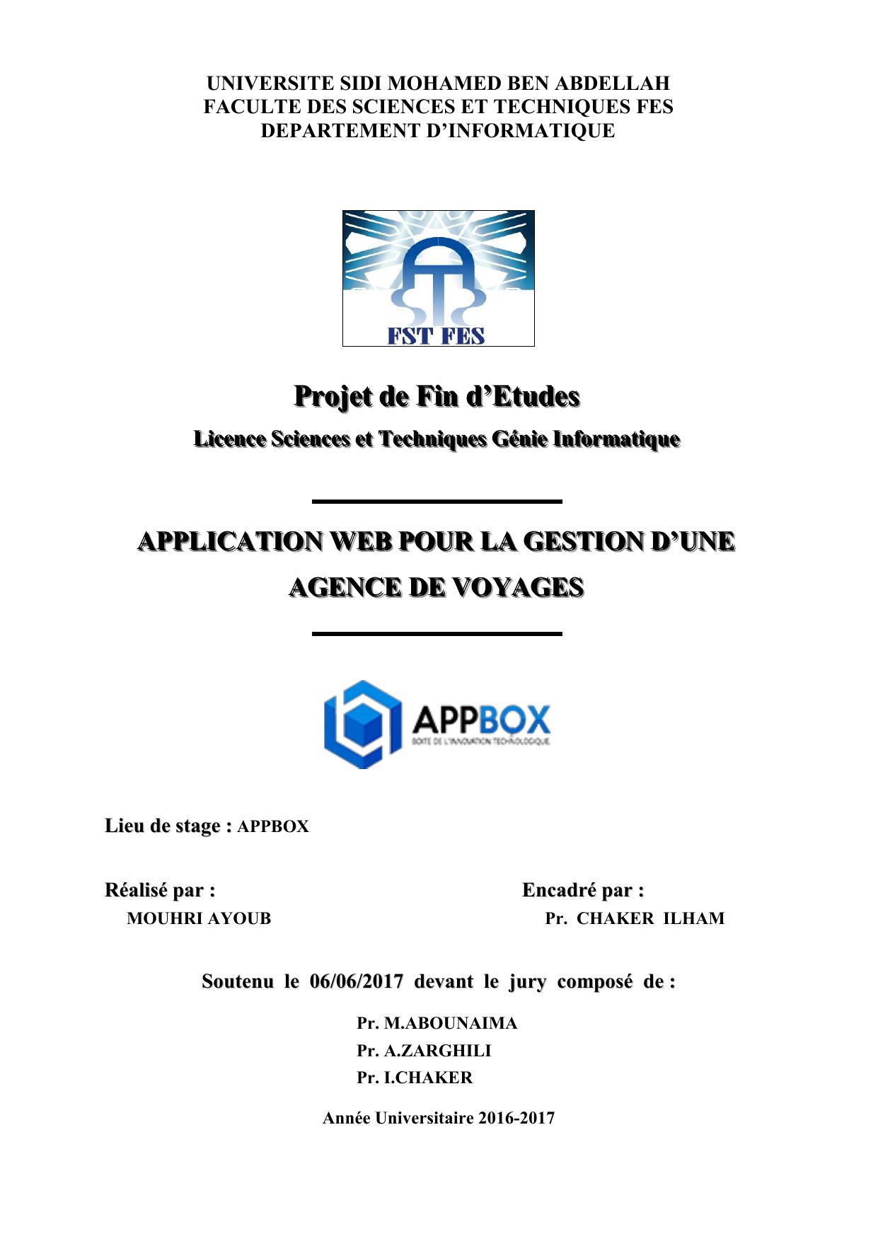 Application Web pour la gestion d'une agence de voyages