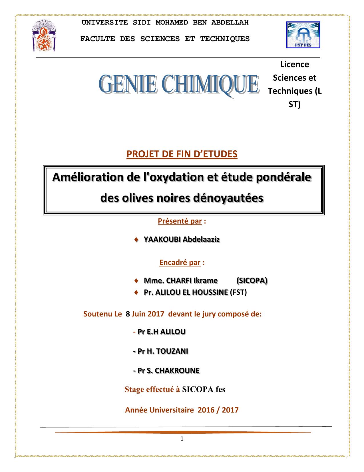 Amélioration de l'oxydation et étude pondérale des olives noires dénoyautées