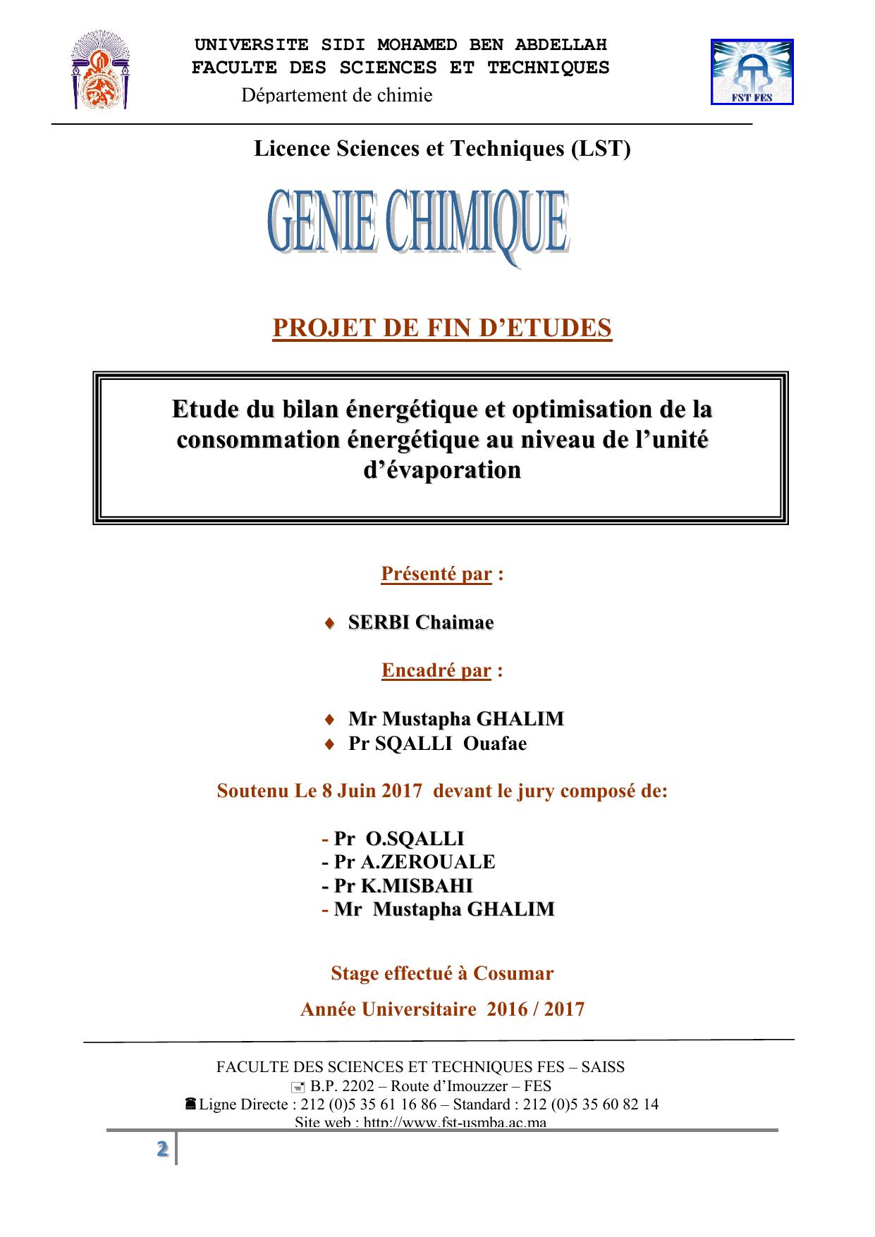 Etude du bilan énergétique et optimisation de la consommatiion énergétiique au niveau de l’unité d’évaporation