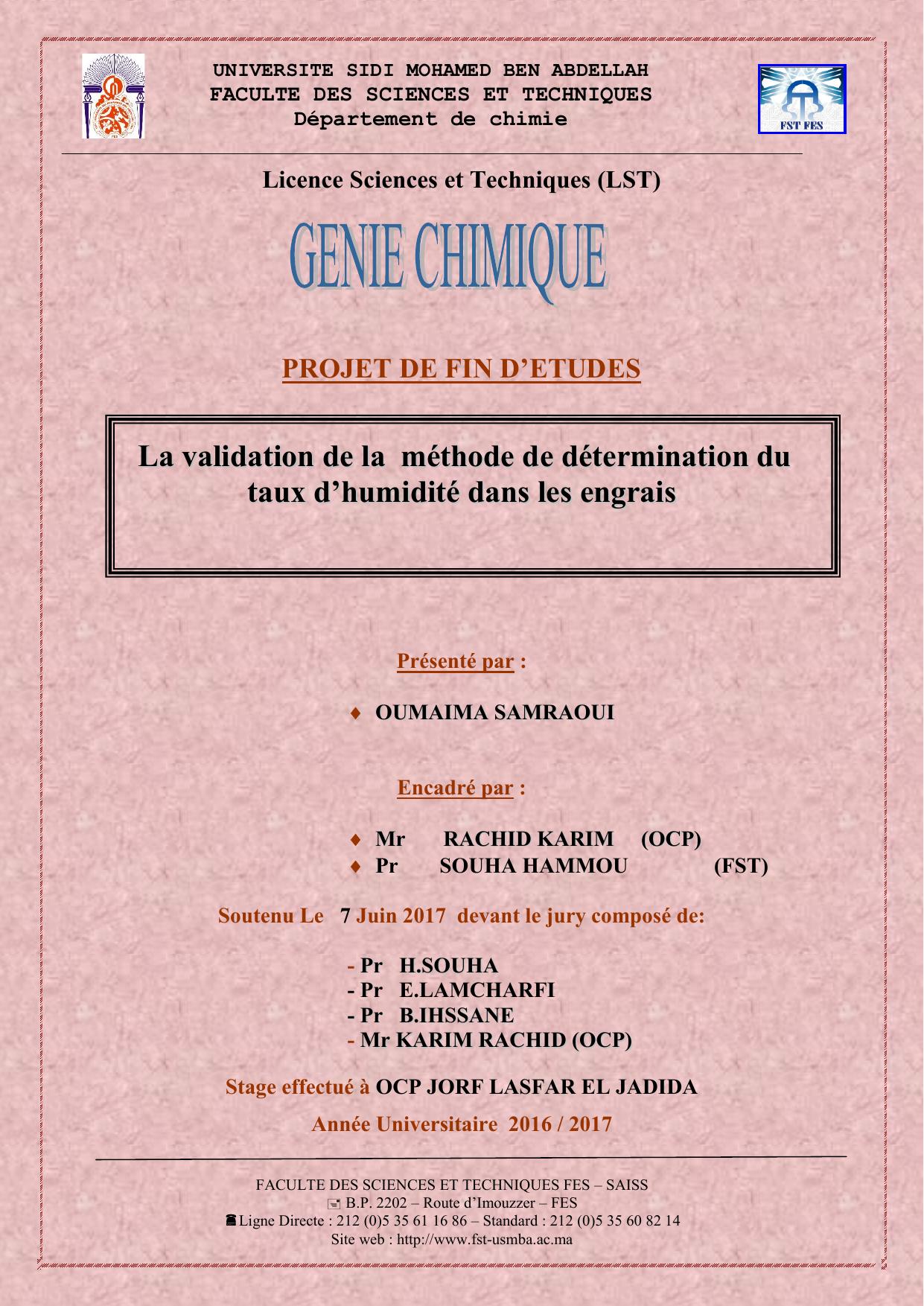 La validation de la méthode de détermination du taux d’’humidité dans les engrais