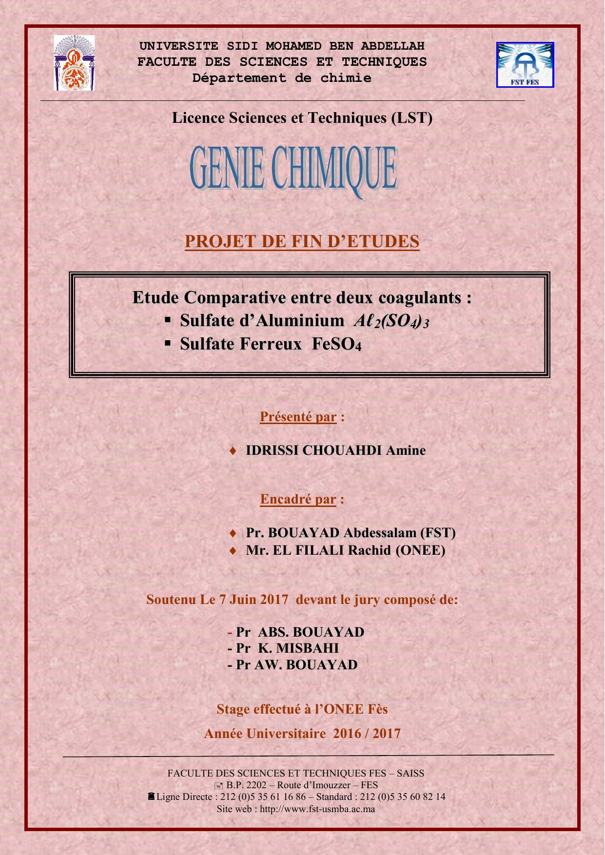 Etude Comparatiive entre deux coagullants : Sullfate d’Allumiiniium Aℓ2(SO4)3, Sullfate Ferreux FeSO4