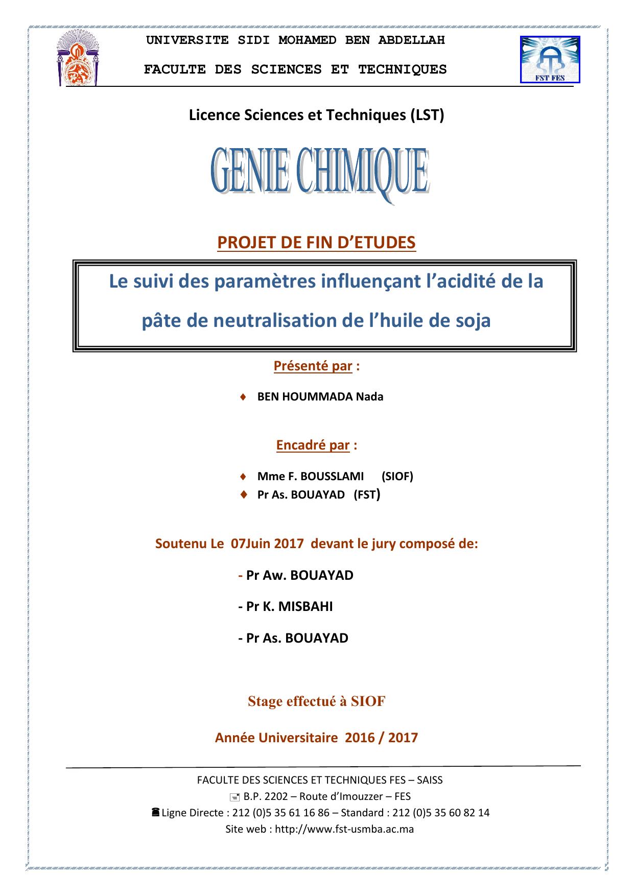 Le suivi des paramètres influençant l’acidité de la pâte de neutralisation de l’huile de soja