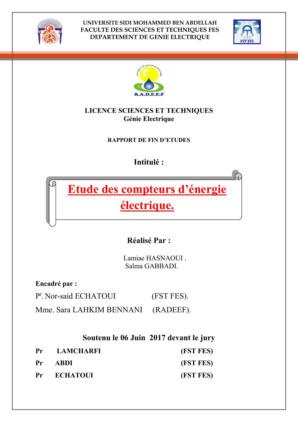 Etude des compteurs d’énergie électrique