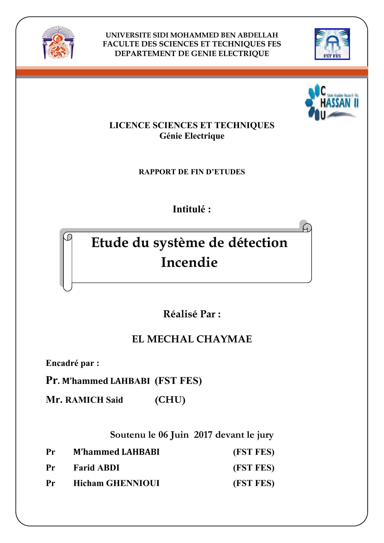 Etude du système de détection Incendie