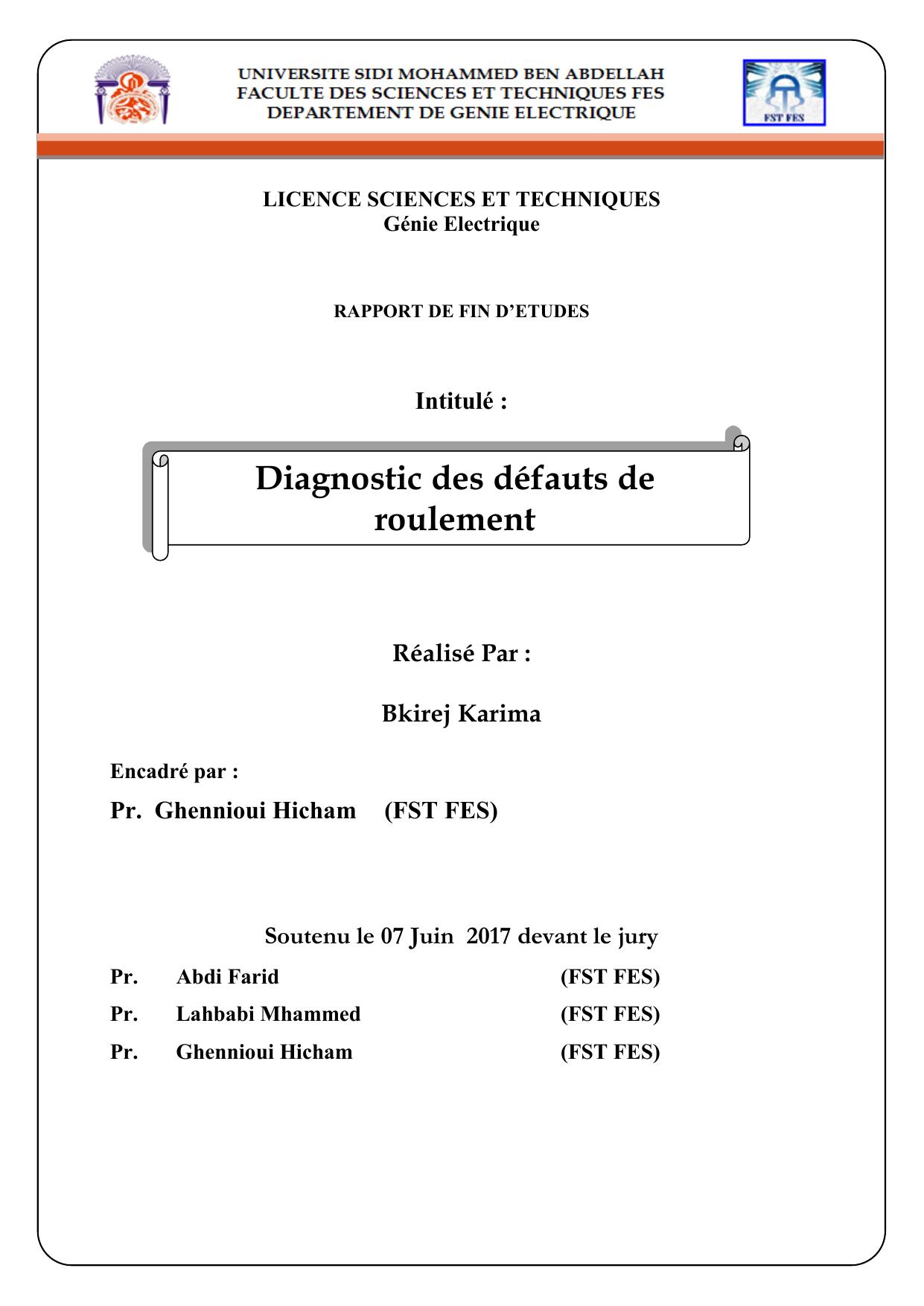 Diagnostic des défauts de roulement