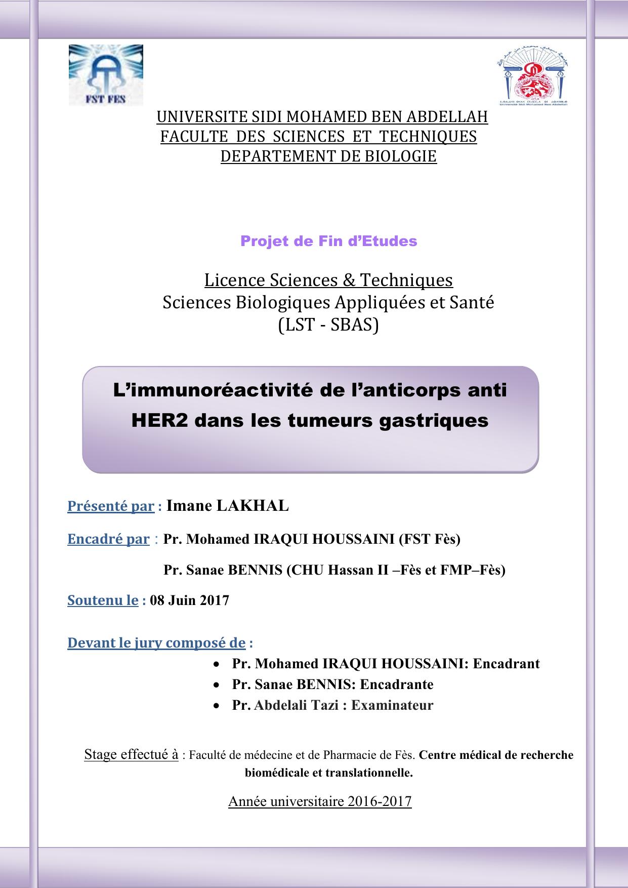 L’immunoréactivité de l’anticorps anti HER2 dans les tumeurs gastriques