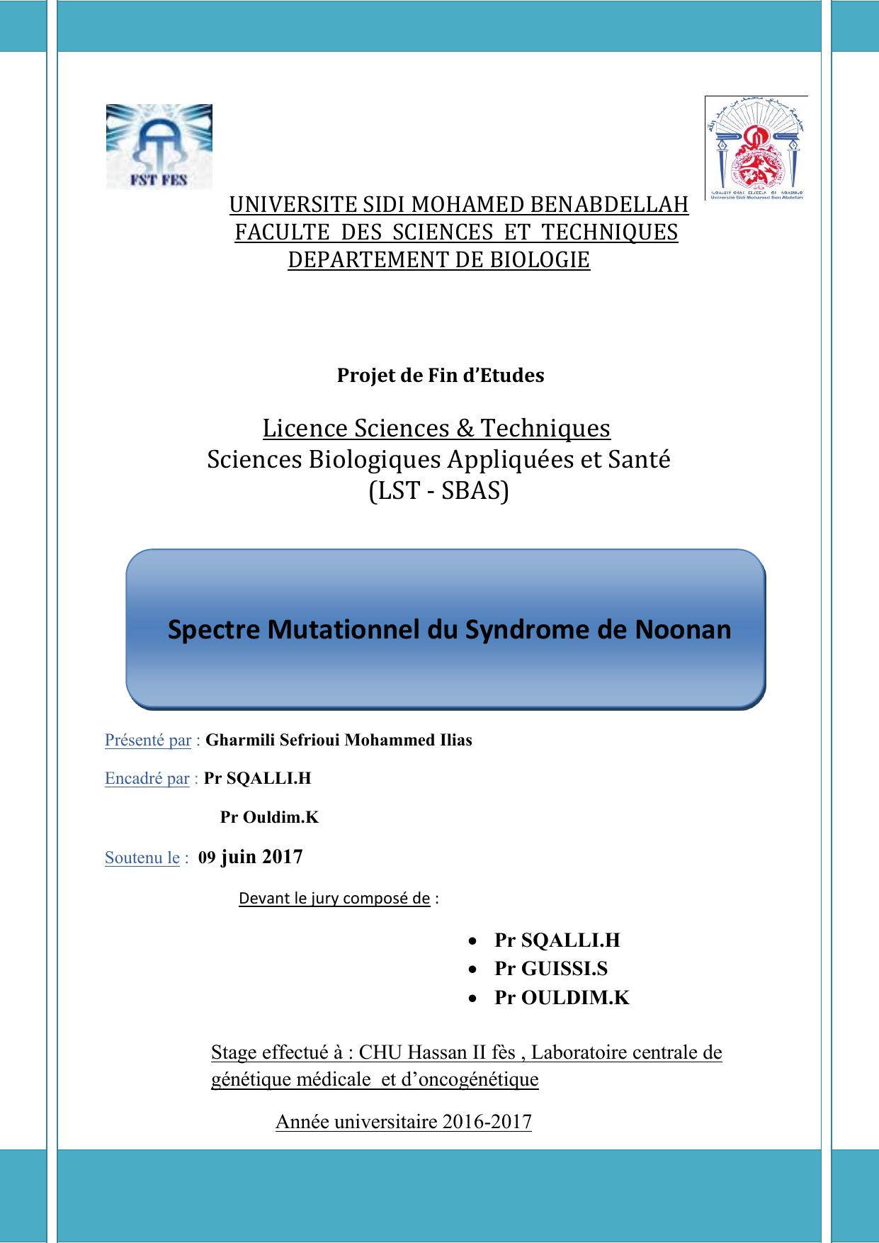Spectre Mutationnel du Syndrome de Noonan