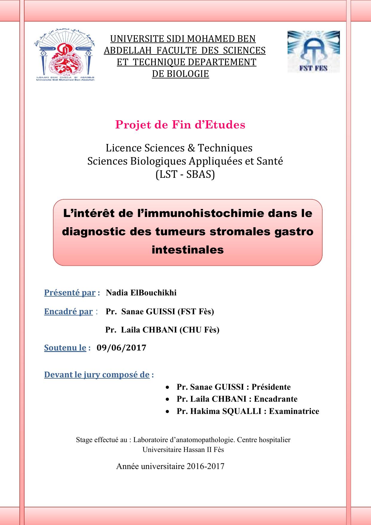 L’intérêt de l’immunohistochimie dans le diagnostic des tumeurs stromales gastro intestinales