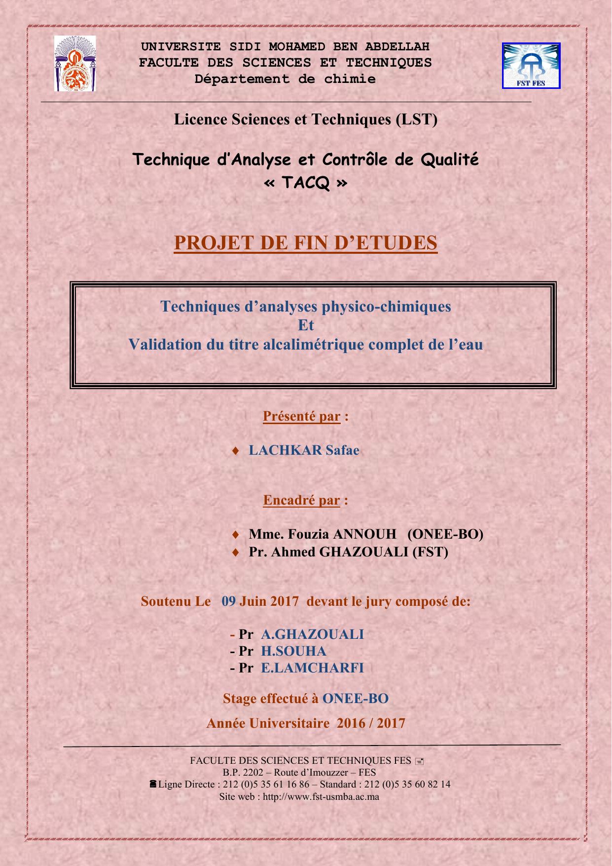 Techniques d’analyses physico-chimiques Et Validation du titre alcalimétrique complet de l’eau