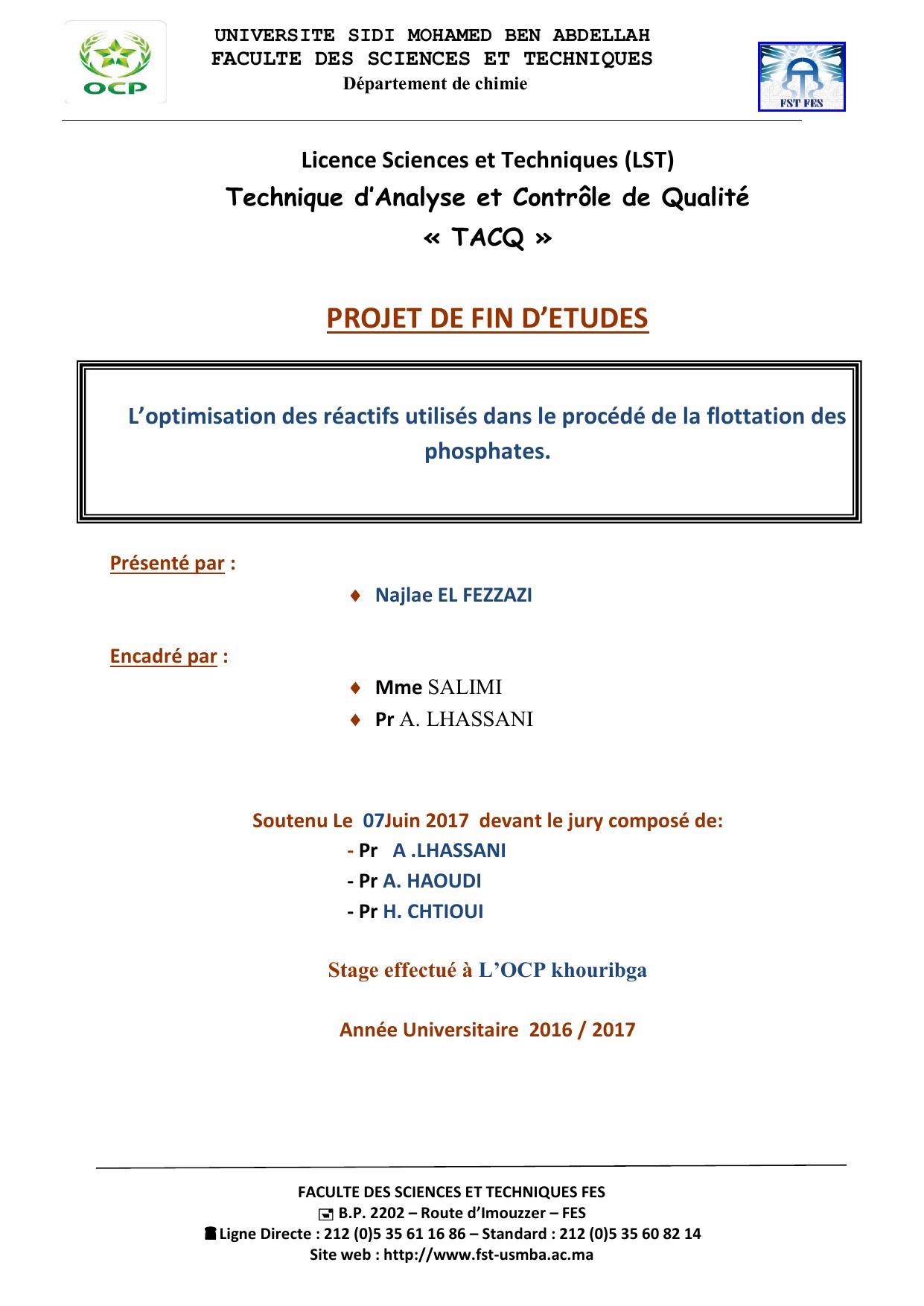 L’optimisation des réactifs utilisés dans le procédé de la flottation des phosphates