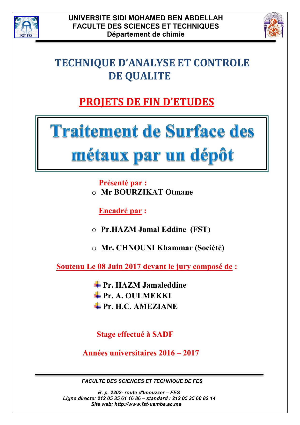 Traitement de Surface des métaux par un dépôt