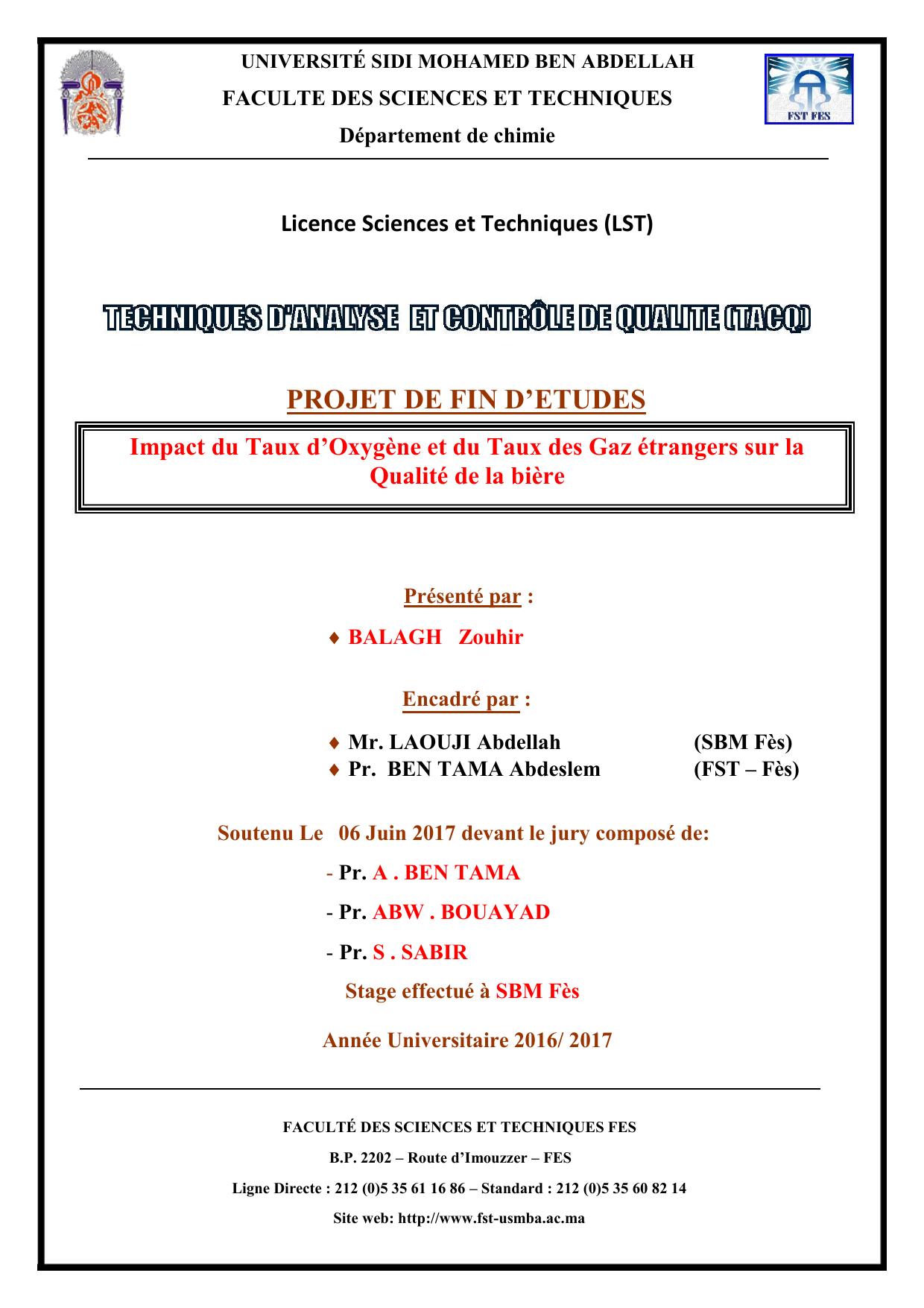 Impact du Taux d’Oxygène et du Taux des Gaz étrangers sur la Qualité de la bière