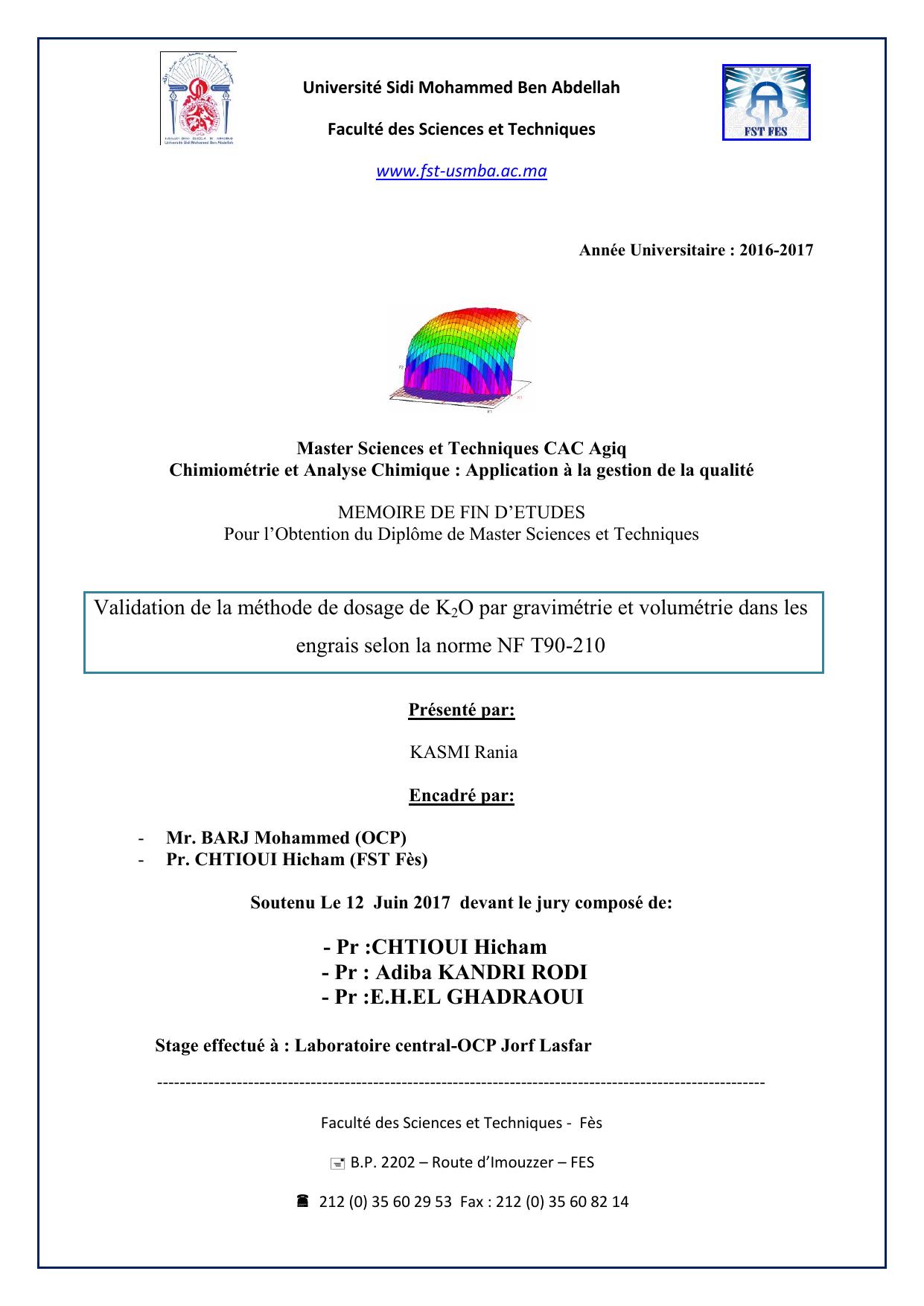 Validation de la méthode de dosage de K2O par gravimétrie et volumétrie dans les engrais selon la norme NF T90-210