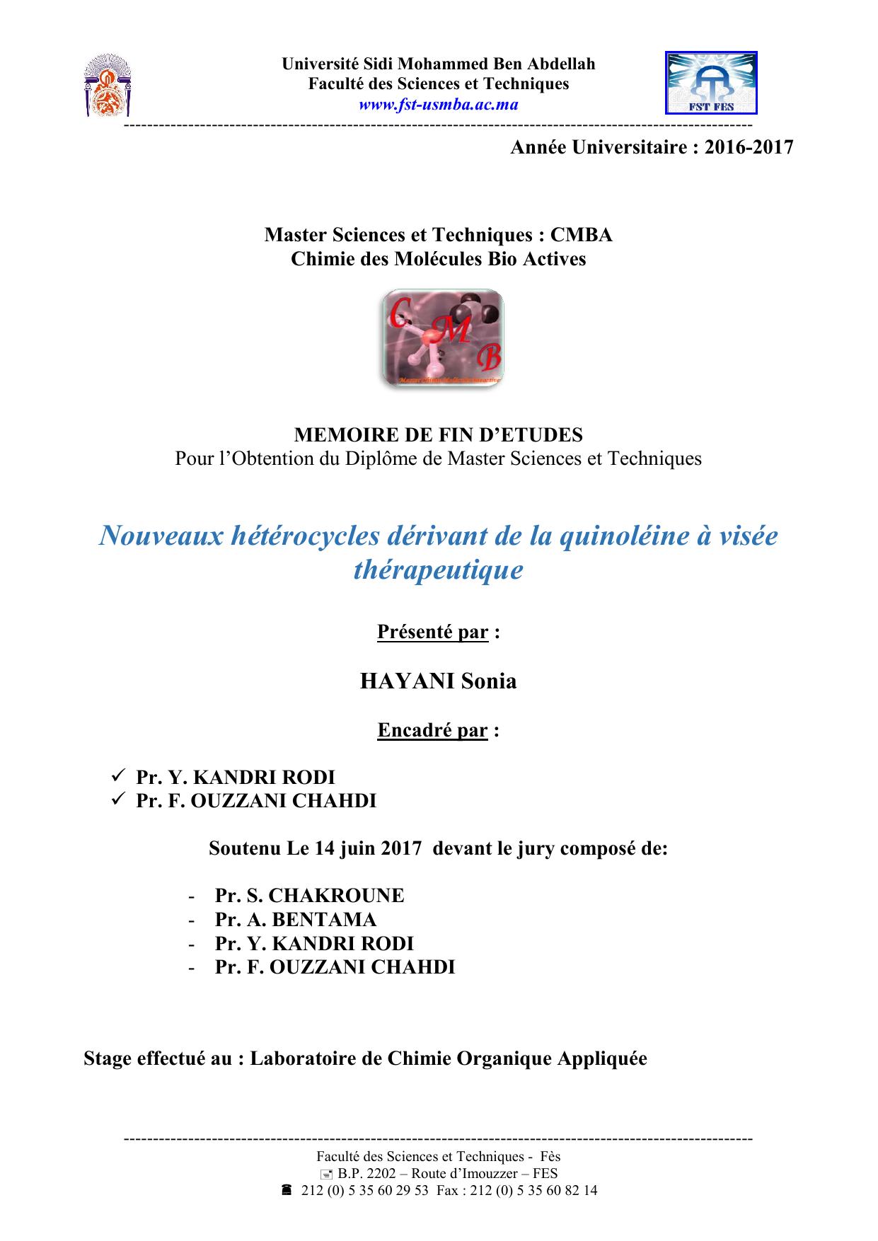 Nouveaux hétérocycles dérivant de la quinoléine à visée thérapeutique