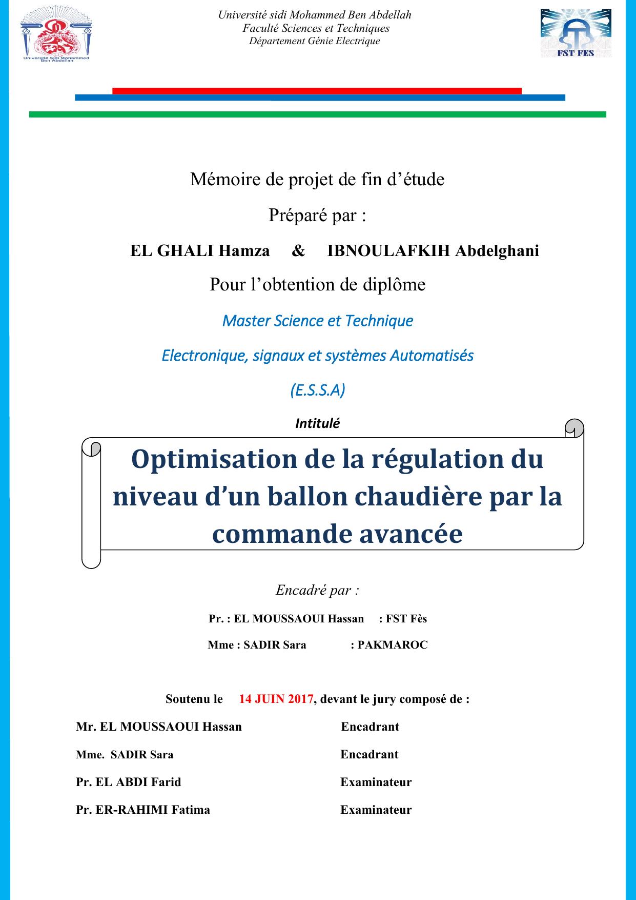 Optimisation de la régulation du niveau d’un ballon chaudière par la commande avancée