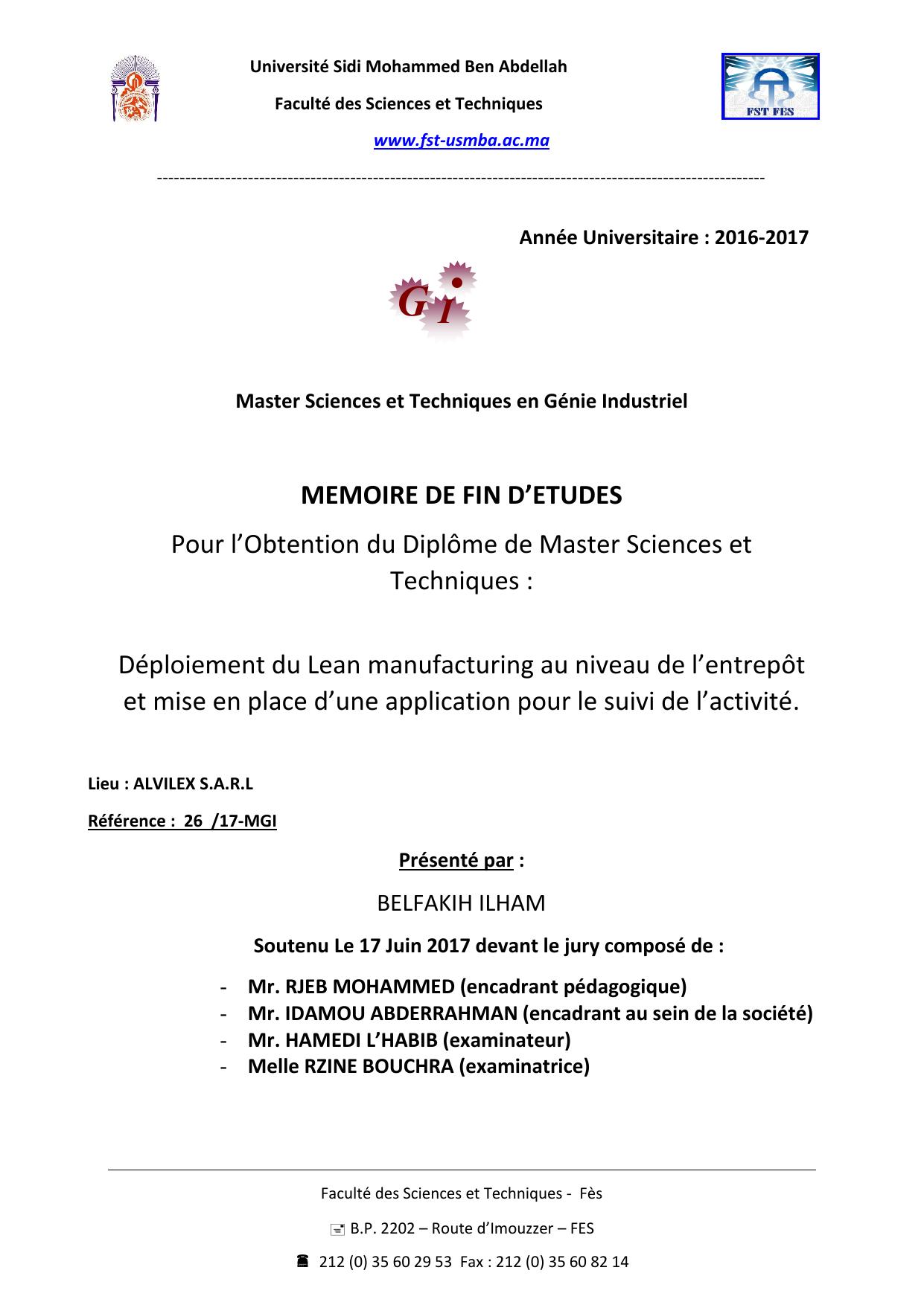 Déploiement du Lean manufacturing au niveau de l’entrepôt et mise en place d’une application pour le suivi de l’activité