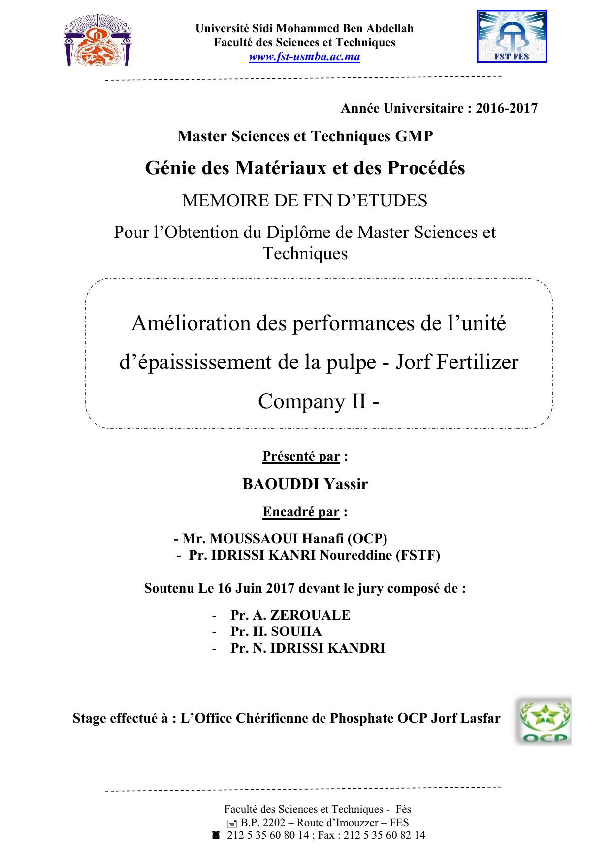 Amélioration des performances de l’unité d’épaississement de la pulpe - Jorf Fertilizer Company II -